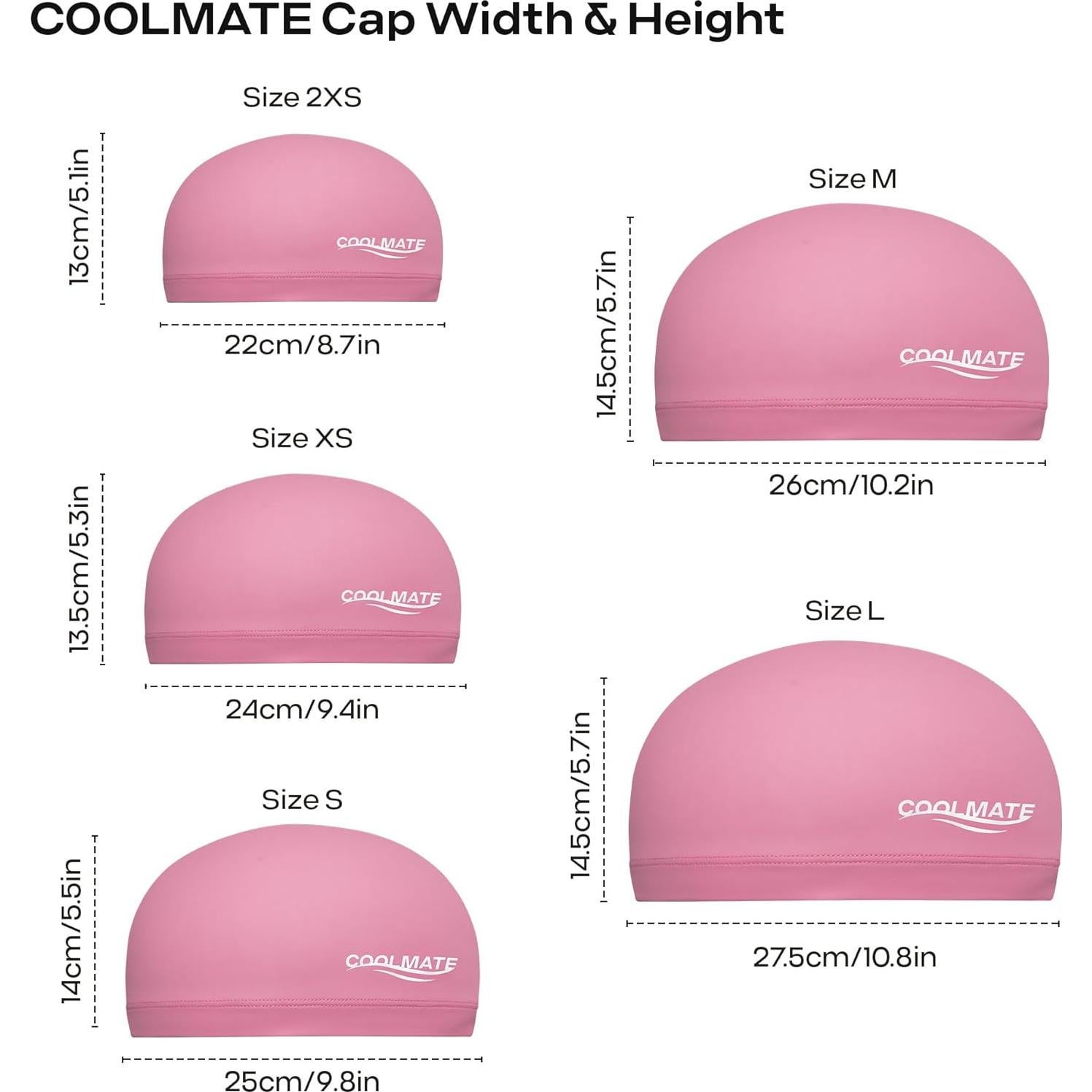Gorro de Natación COOLMATE Rosa Oscuro 2XS Impermeable