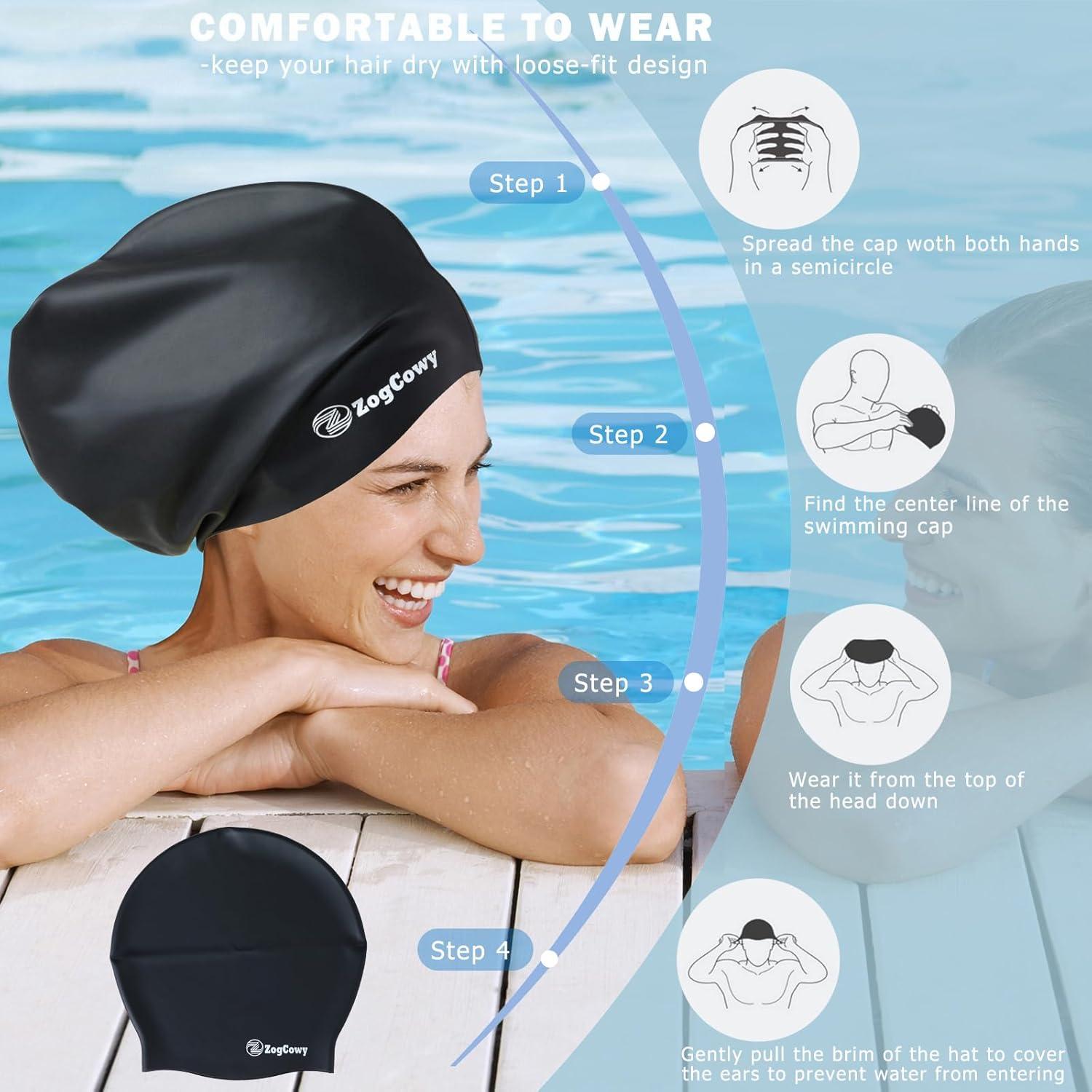 Gorro de Natación Extra Grande ZogCowy para Dreadlocks y Trenzas