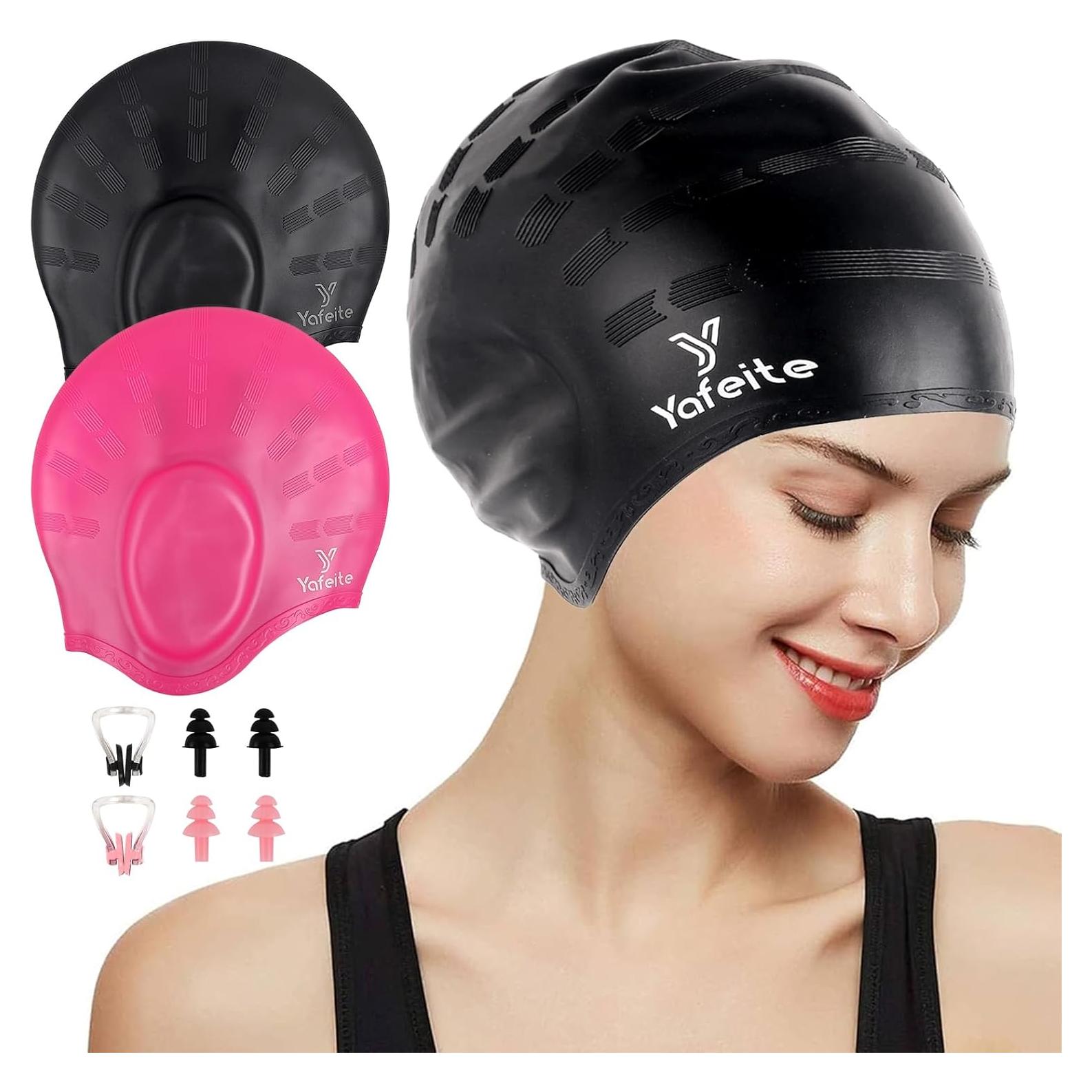 Gorro de natación Yafeite para adultos - Silicona grande 2 unidades