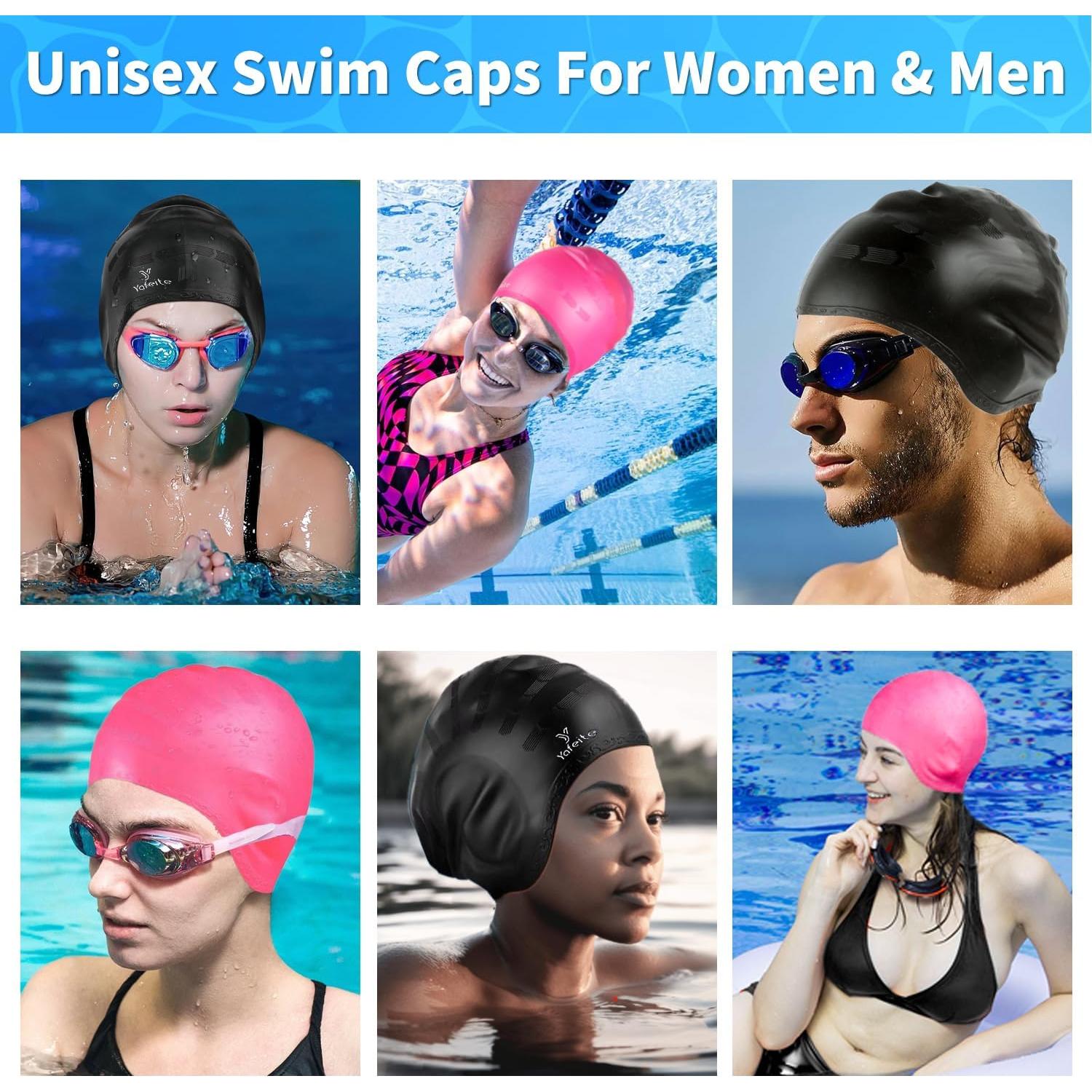 Gorro de natación Yafeite para adultos - Silicona grande 2 unidades