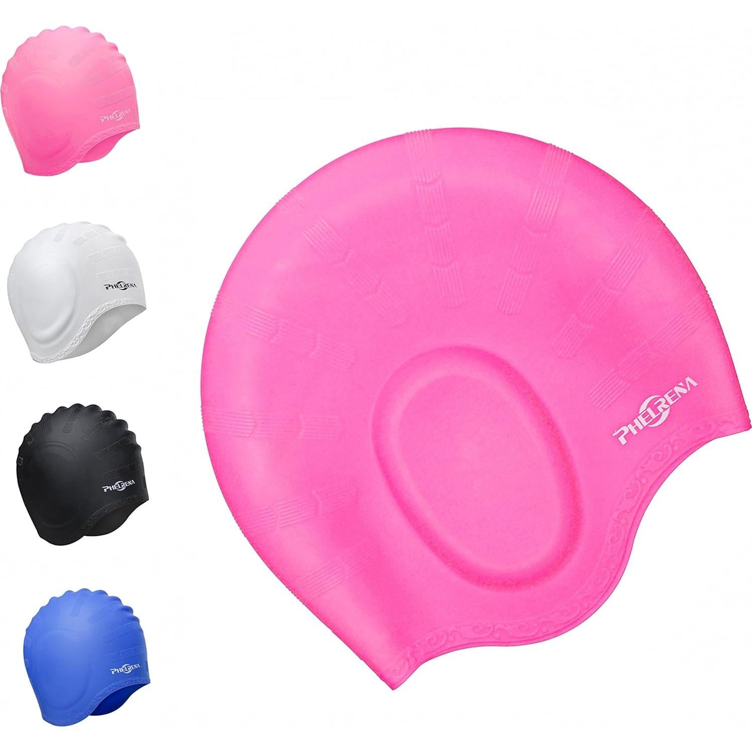 Gorro de Natación PHELRENA Silicona Premium para Cabello Largo