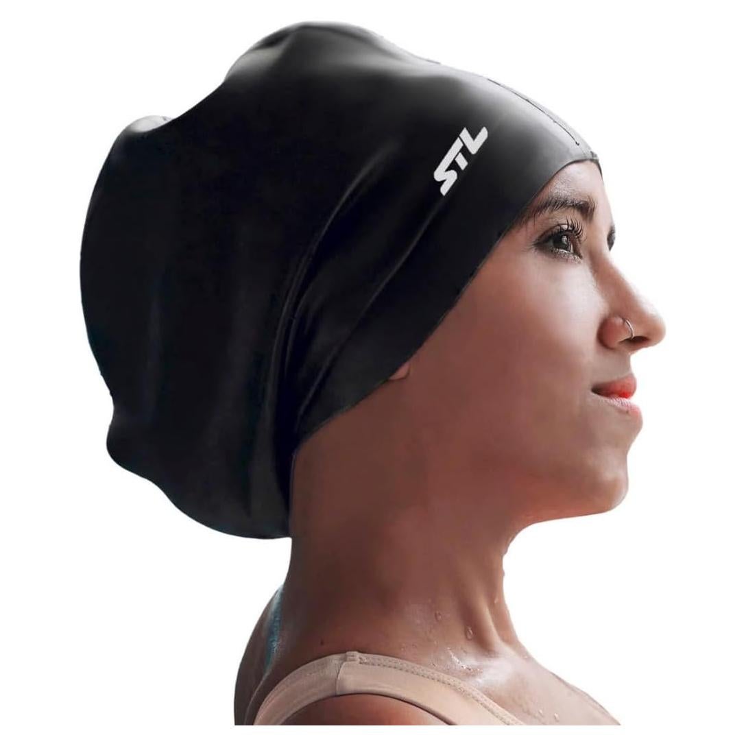 Gorro de natación extra grande Swim Time Log para trenzas y dreadlocks