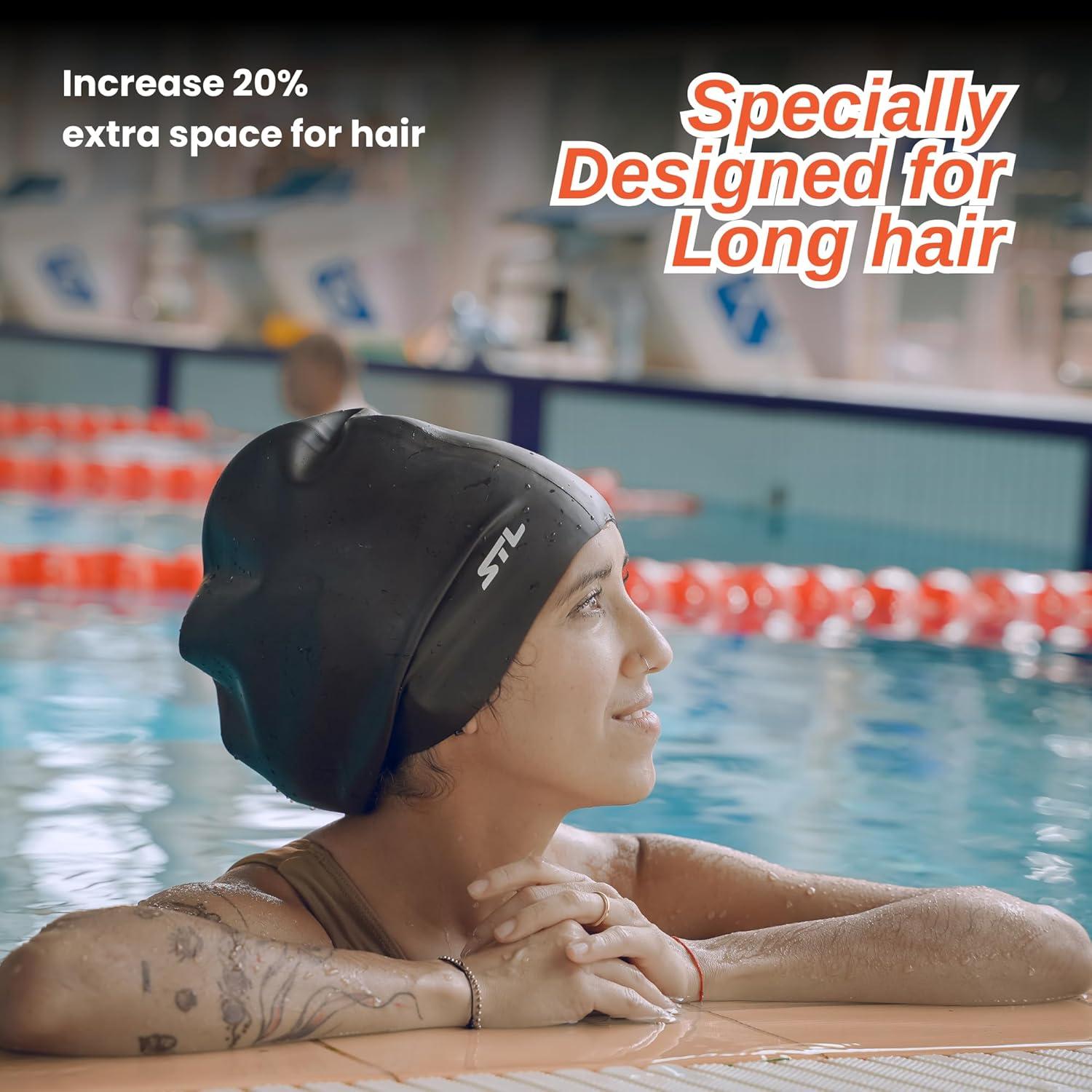 Gorro de natación extra grande Swim Time Log para trenzas y dreadlocks