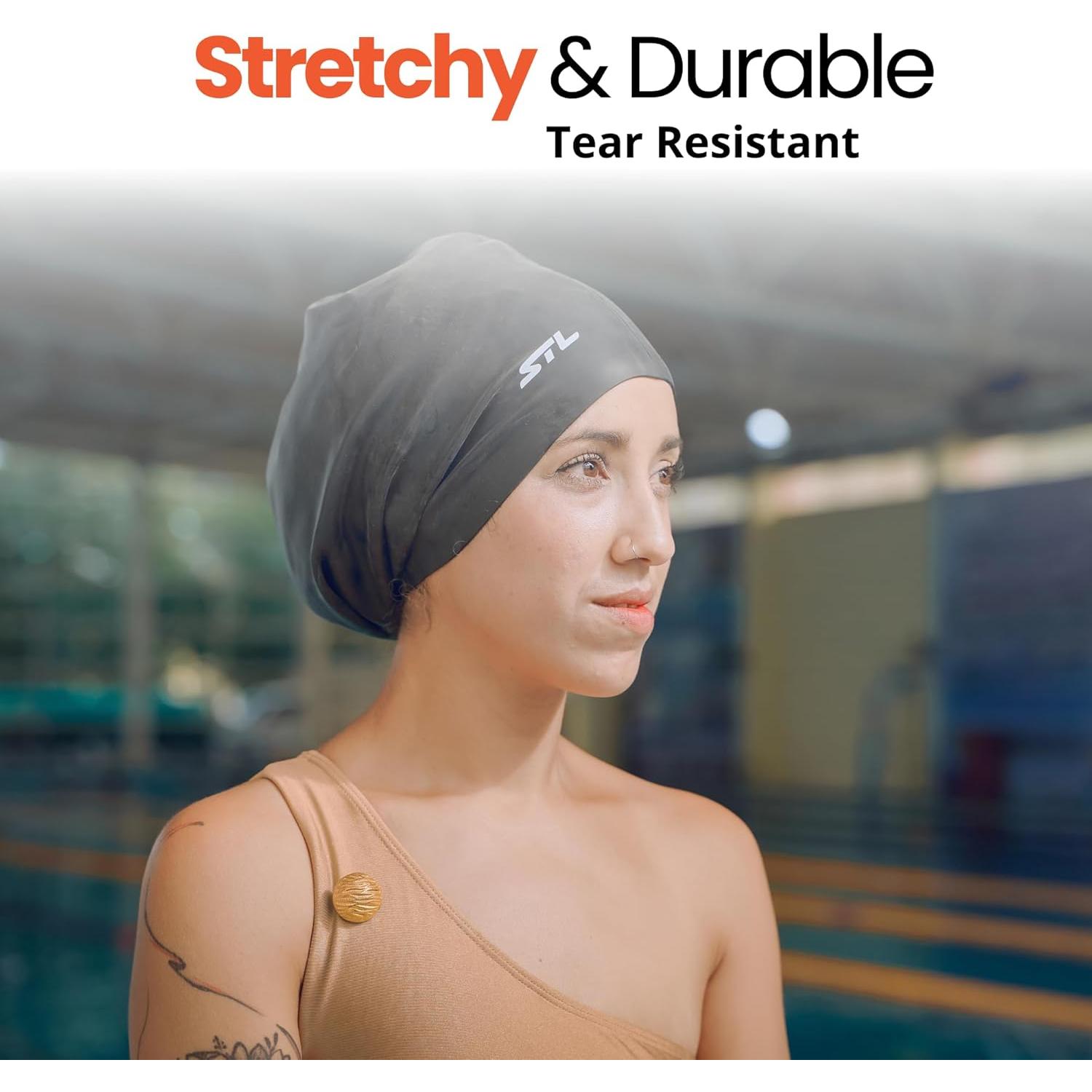 Gorro de natación extra grande Swim Time Log para trenzas y dreadlocks