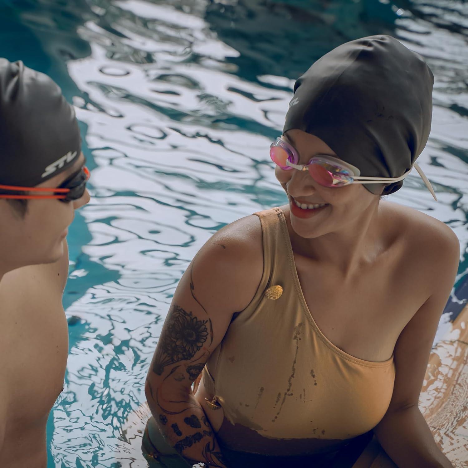 Gorro de natación extra grande Swim Time Log para trenzas y dreadlocks