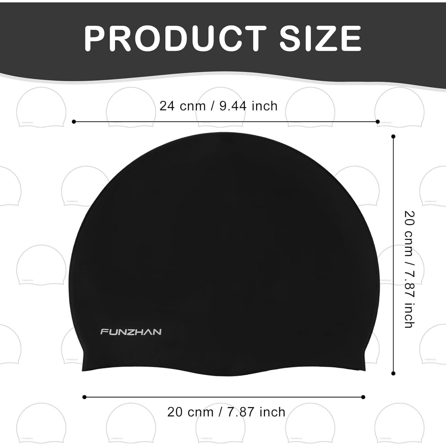 Gorro de Natación Silicona Funzhan Impermeable Unisex Negro