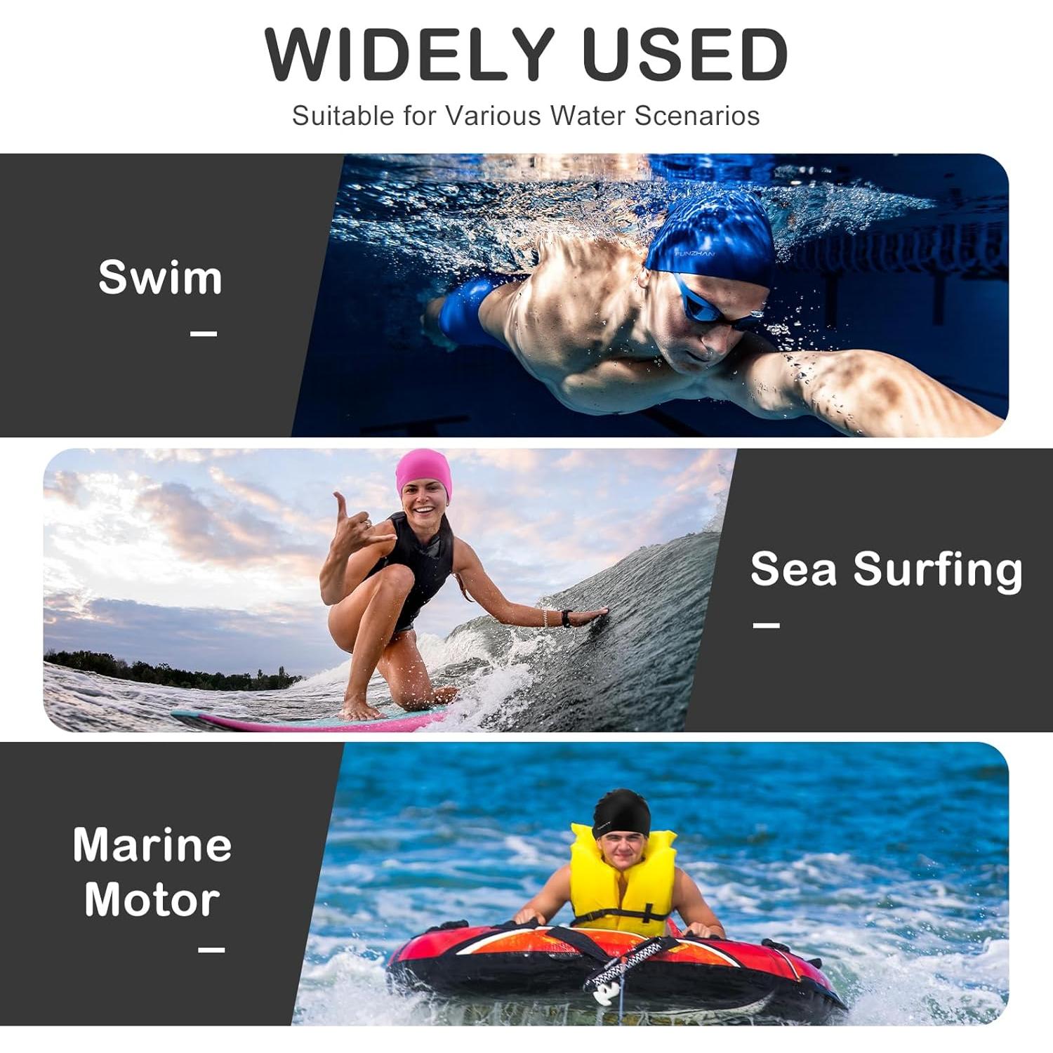 Gorro de Natación Silicona Funzhan Impermeable Unisex Negro