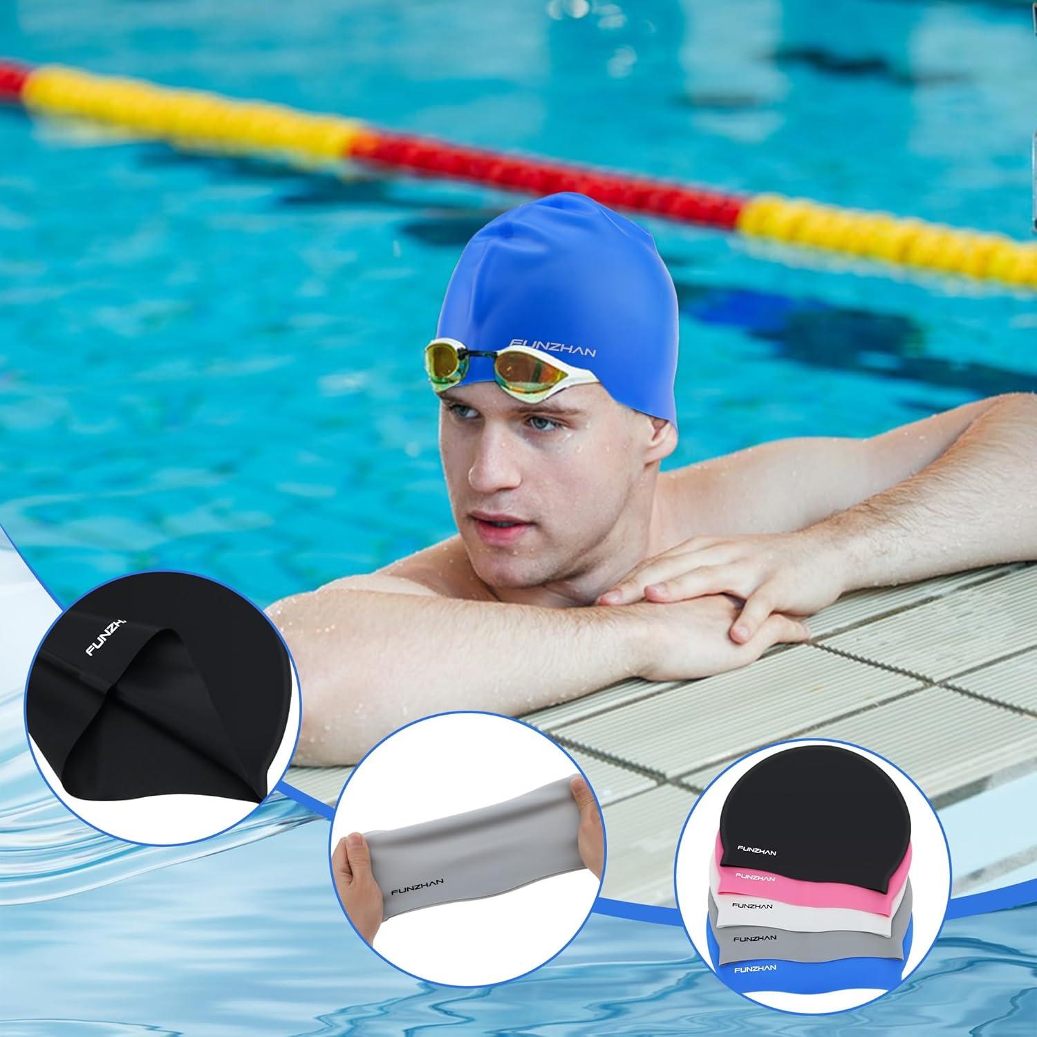 Gorro de Natación Silicona Funzhan Impermeable Unisex Negro