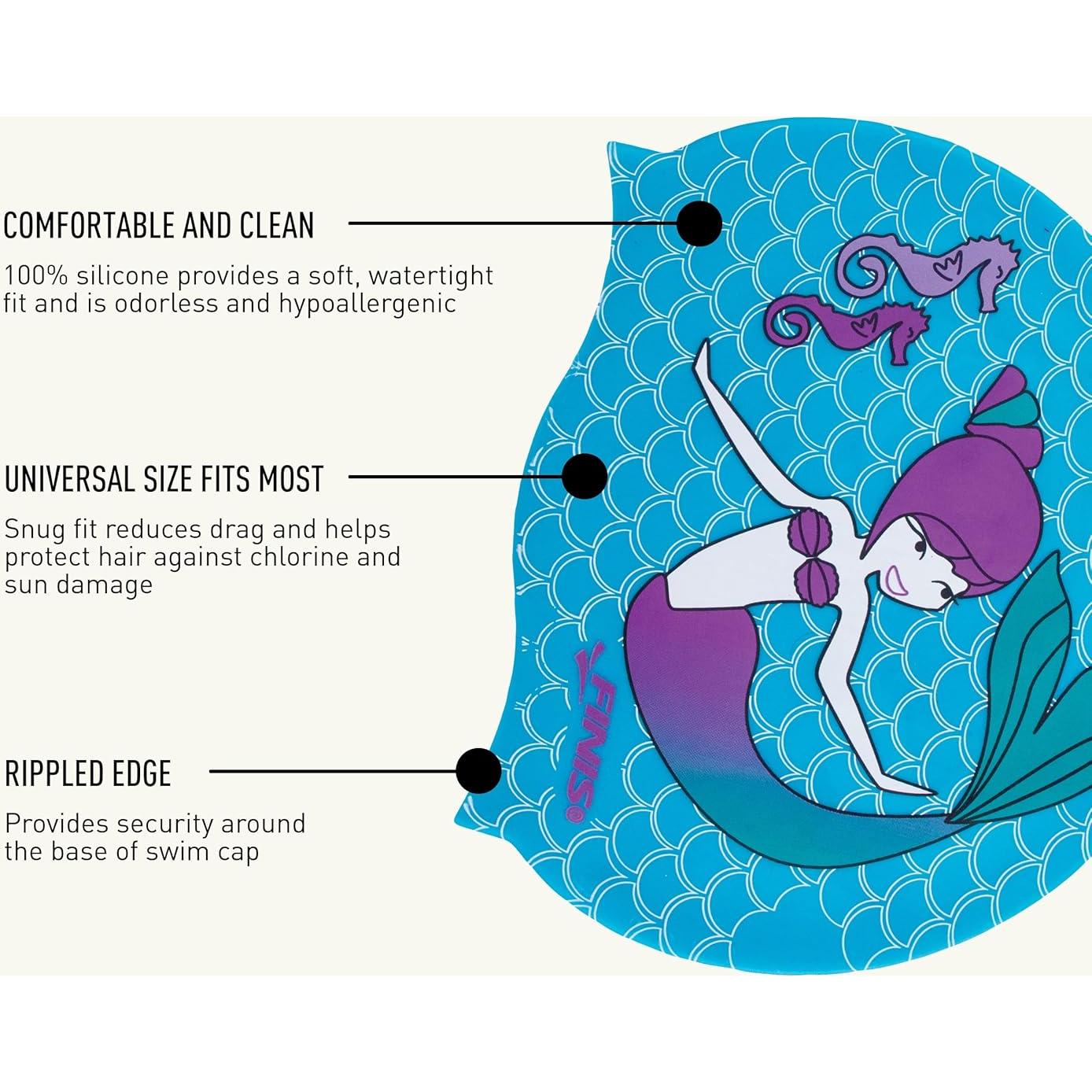 Gorro de Natación para Niños FINIS Sirena - Silicona 100% - Talla Universal