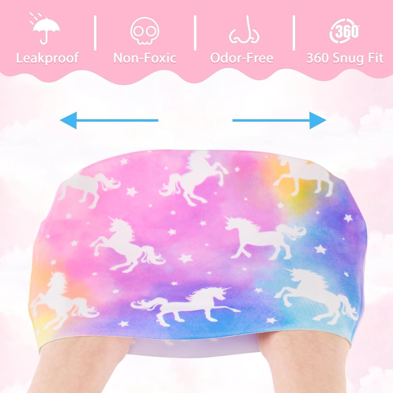 Paquete de 2 Gorras de Baño WAWSAM Silicona Niños Unicornio Sirena