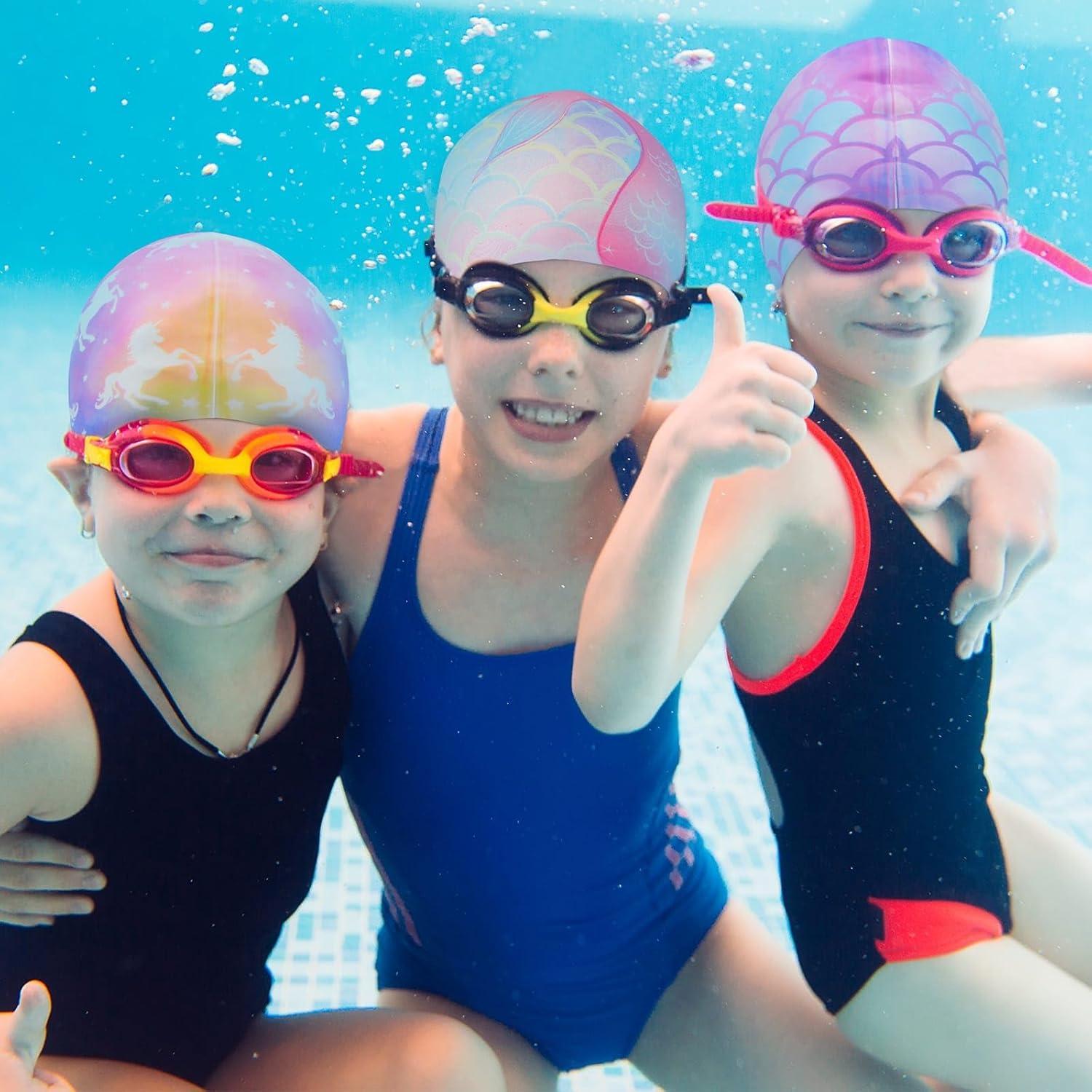 Paquete de 2 Gorras de Baño WAWSAM Silicona Niños Unicornio Sirena