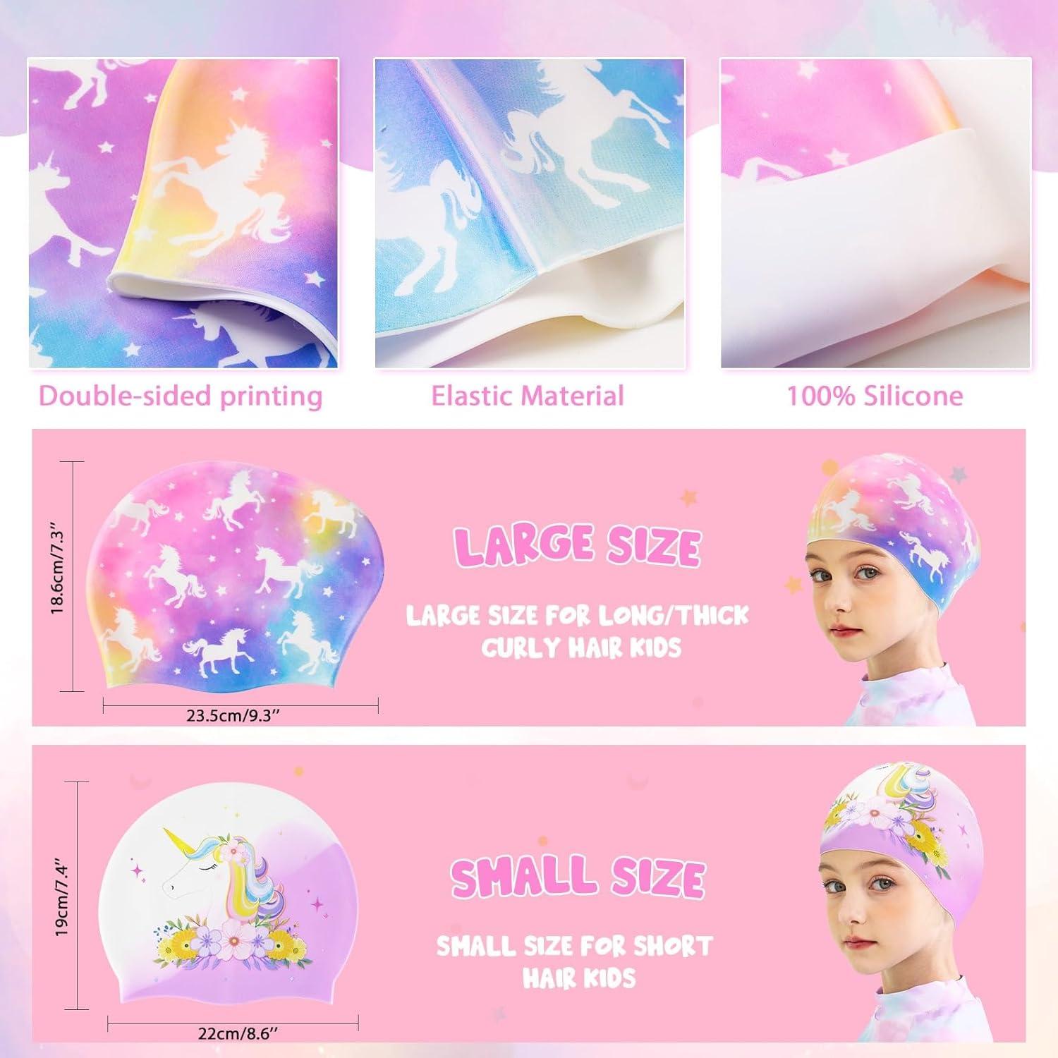 Paquete de 2 Gorras de Baño WAWSAM Silicona Niños Unicornio Sirena