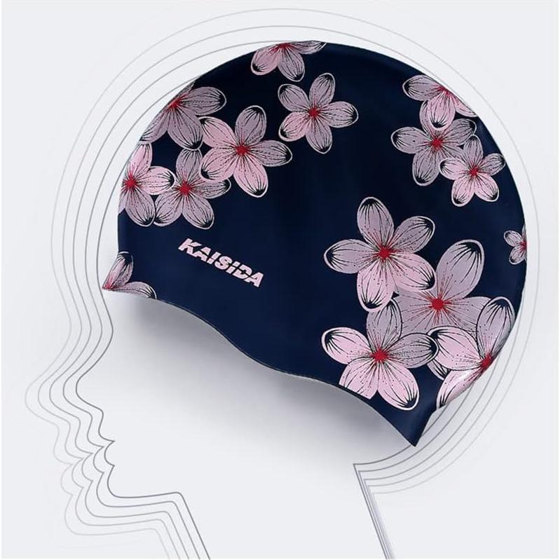 Gorro de natación KAISIDA de silicona para mujeres - Azul