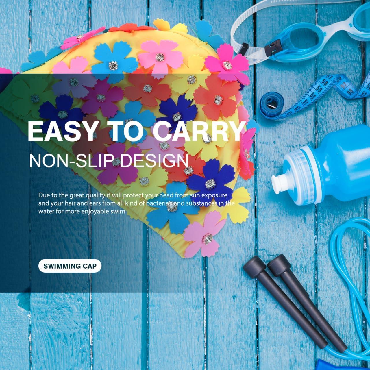 Gorro de Baño Floral Veemoon para Mujeres - Nylon Colorido