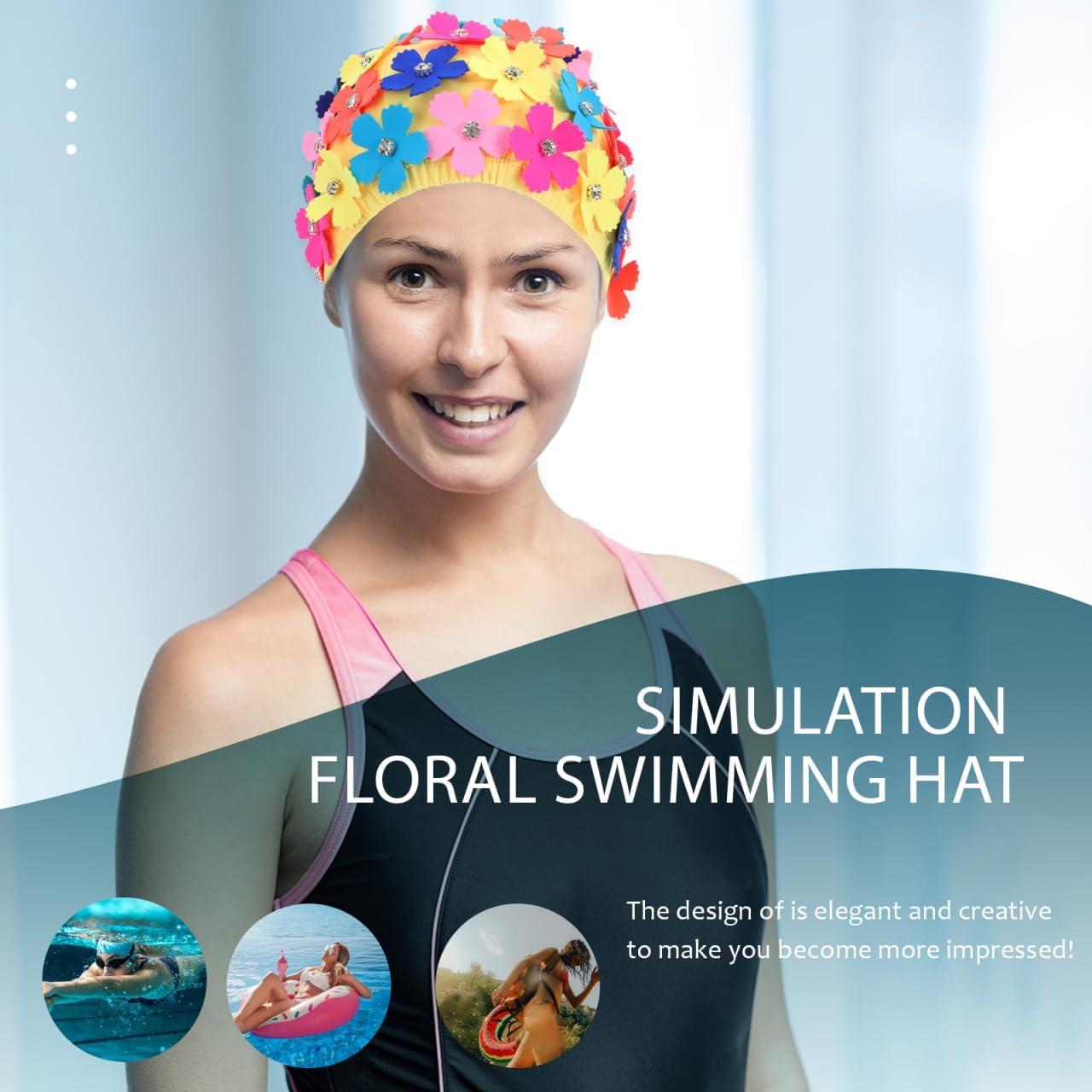 Gorro de Baño Floral Veemoon para Mujeres - Nylon Colorido