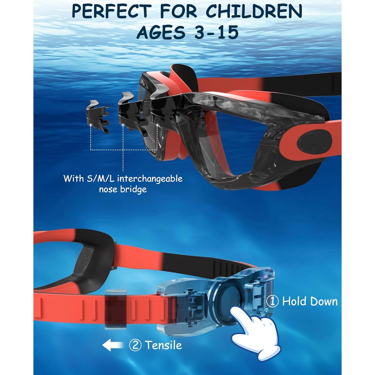 Gafas de natación Hurdilen para niños 3-14 años con gorro
