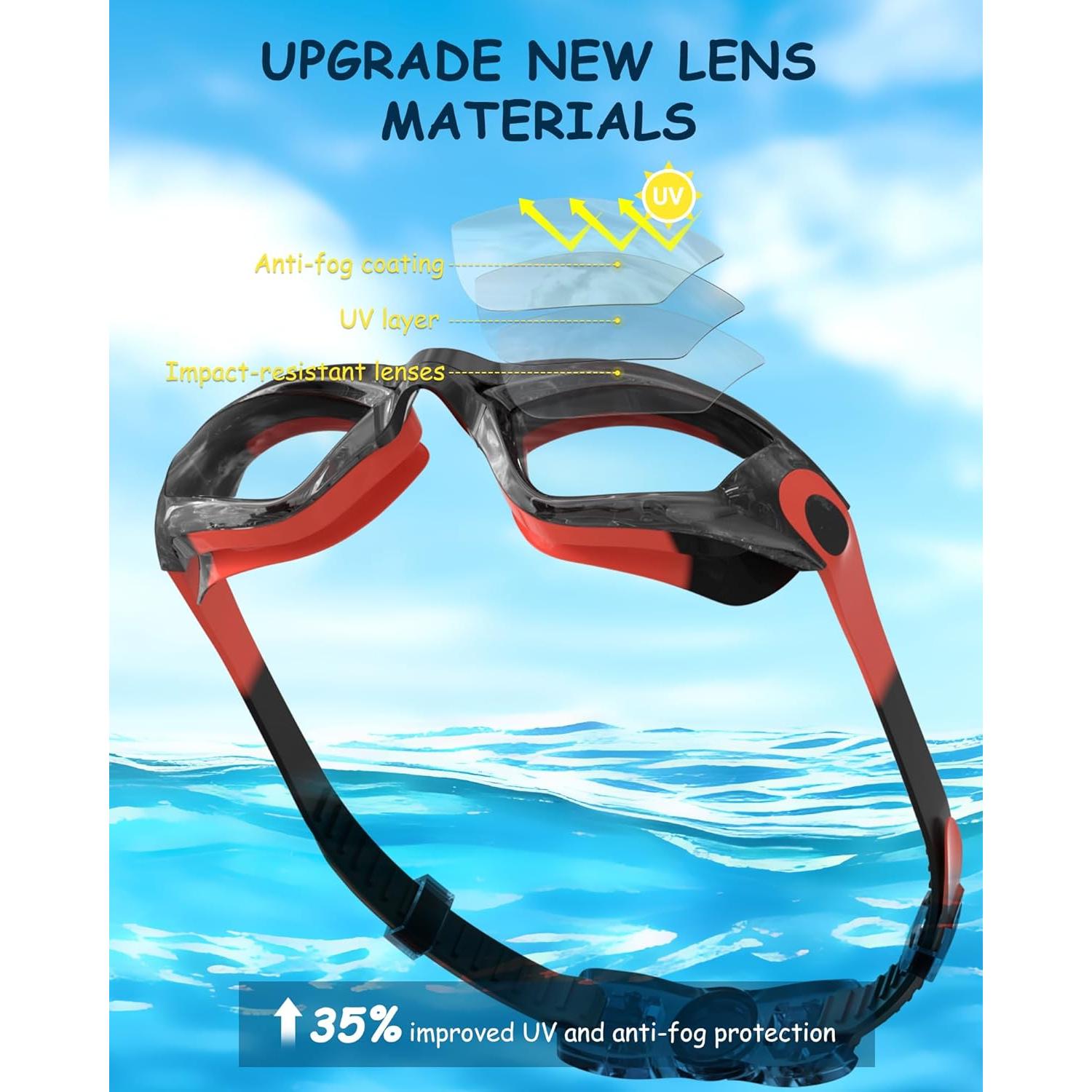 Gafas de natación Hurdilen para niños 3-14 años con gorro