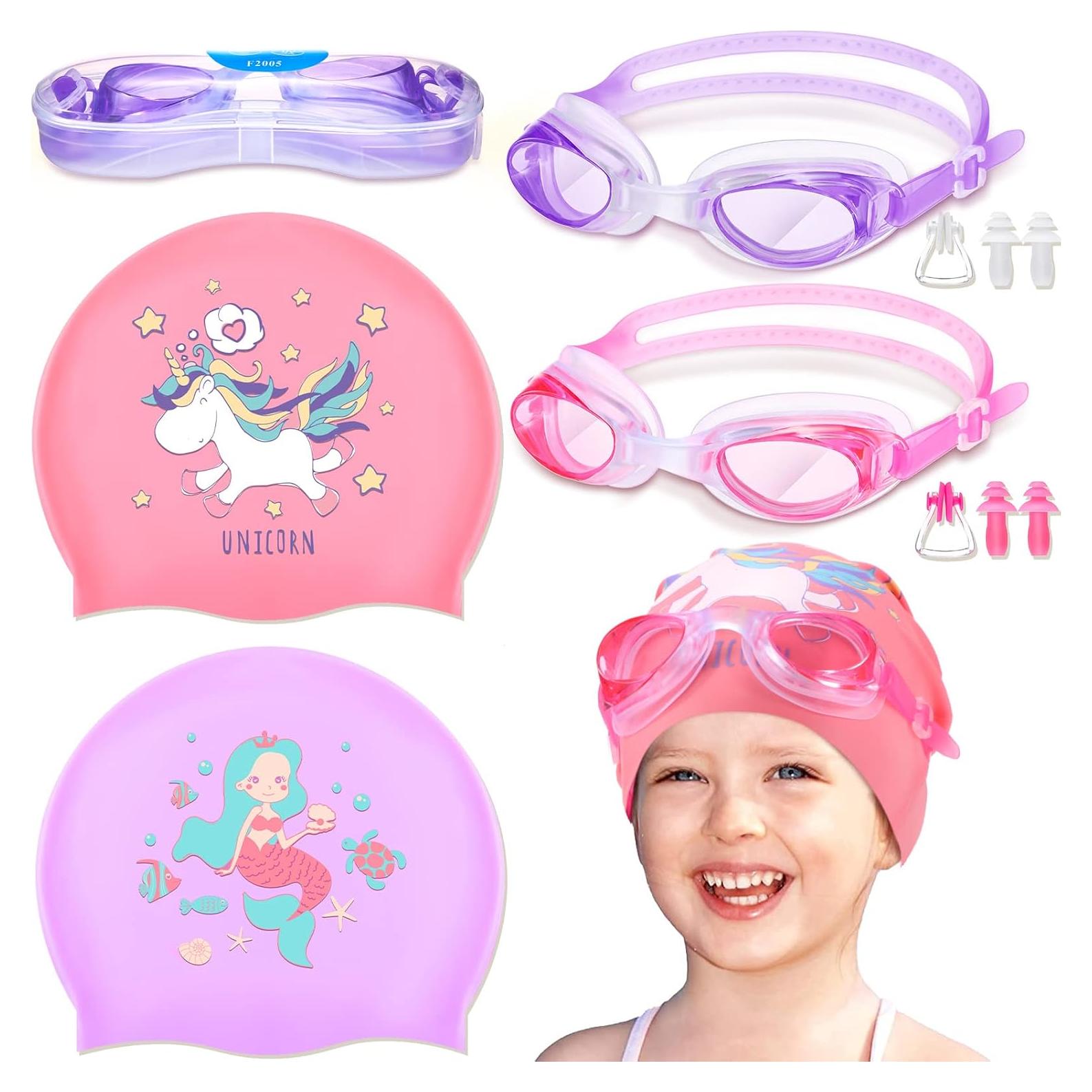 Gorras de Natación Silicona Zhanmai 8 Piezas Unicornio Sirena