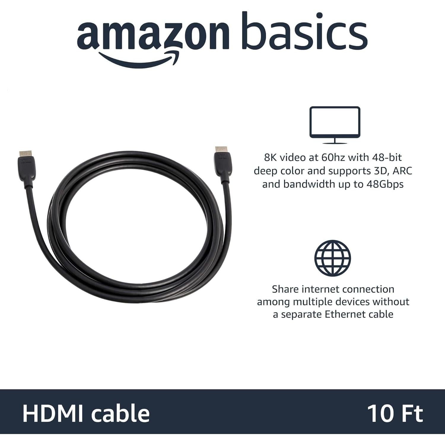 Cable HDMI Amazon Basics 3,05m 8K 48Gbps Ultra Alta Velocidad
