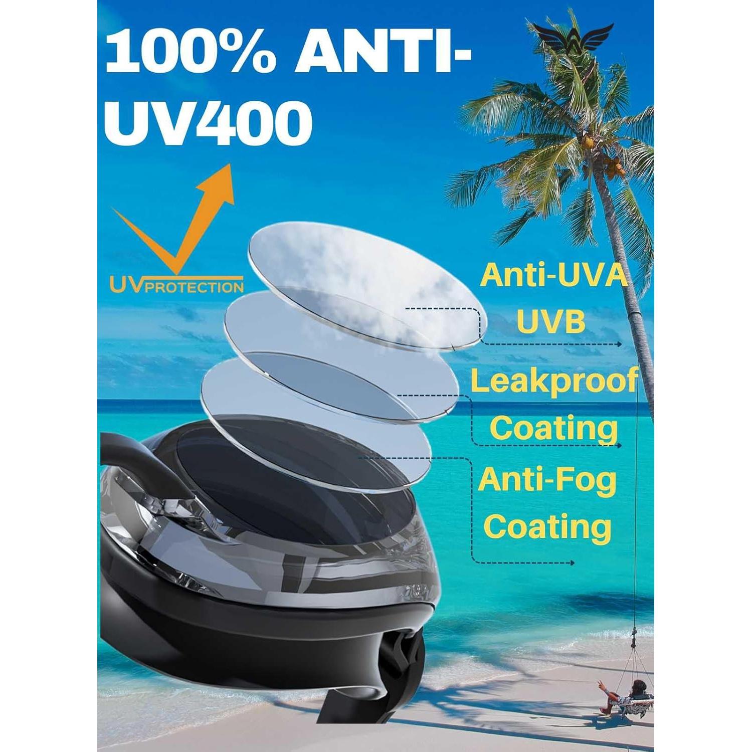 Gafas de natación AzureWings 613-4 HD Anti-Vaho UV