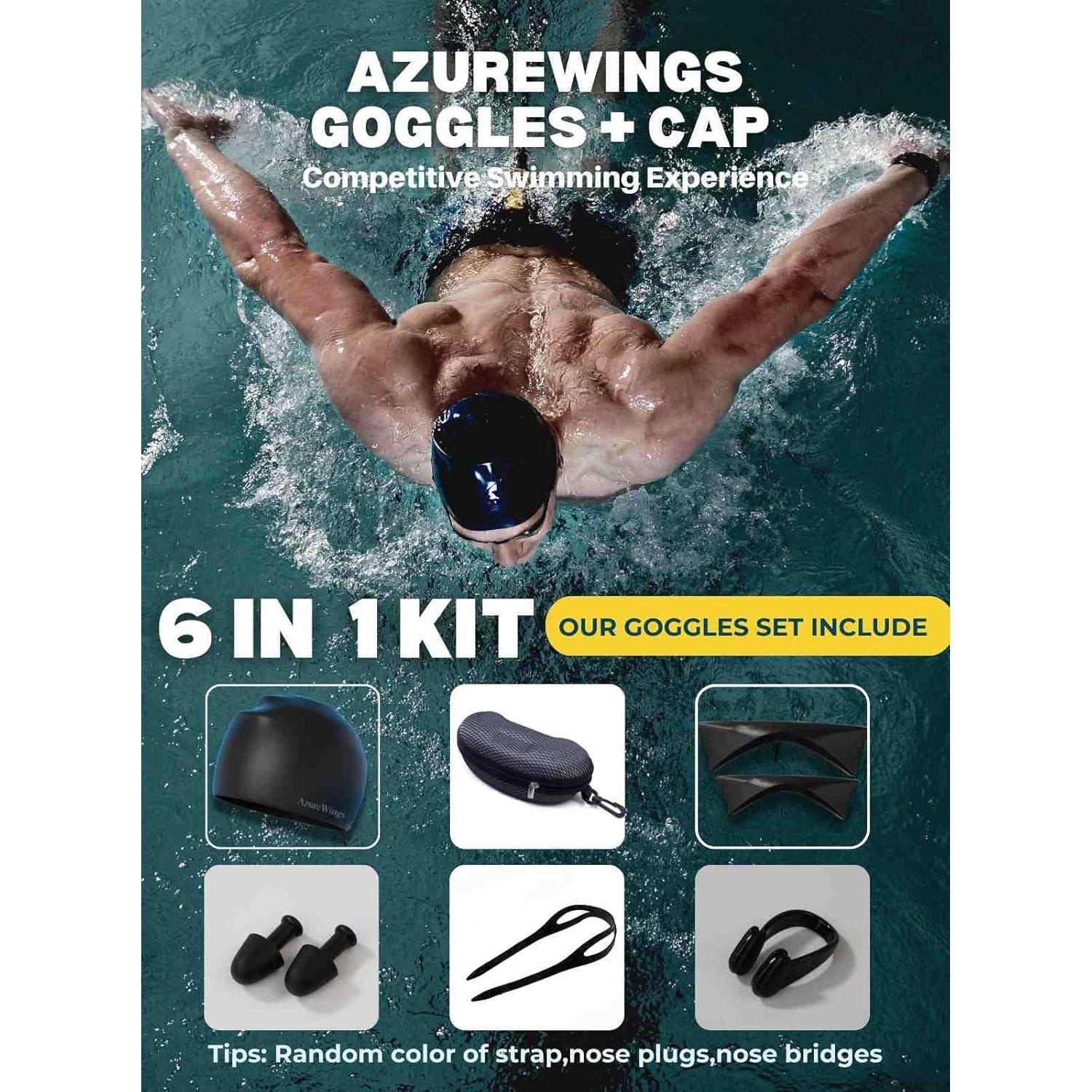 Gafas de natación AzureWings 613-4 HD Anti-Vaho UV