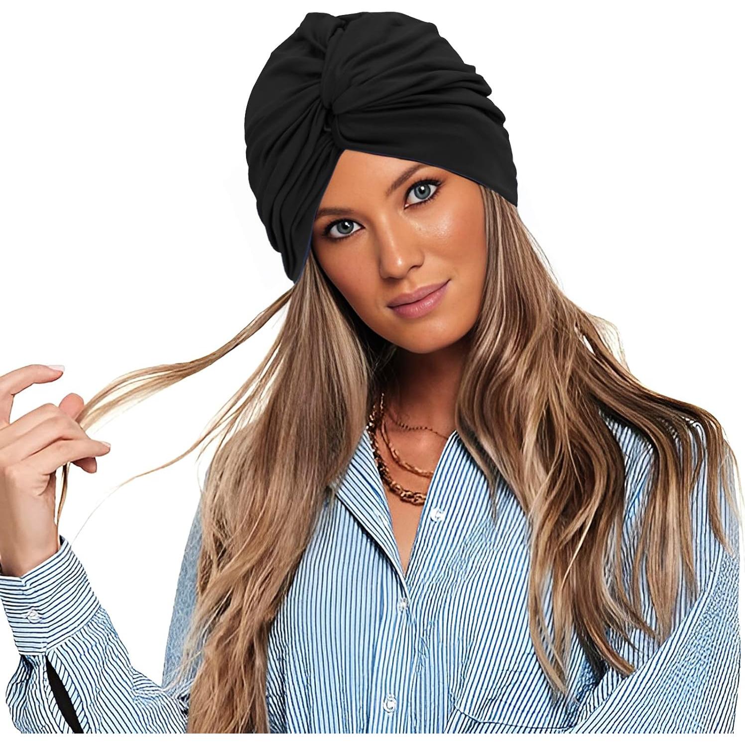 Gorro de Natación Turbante Clobeau para Mujeres - Negro