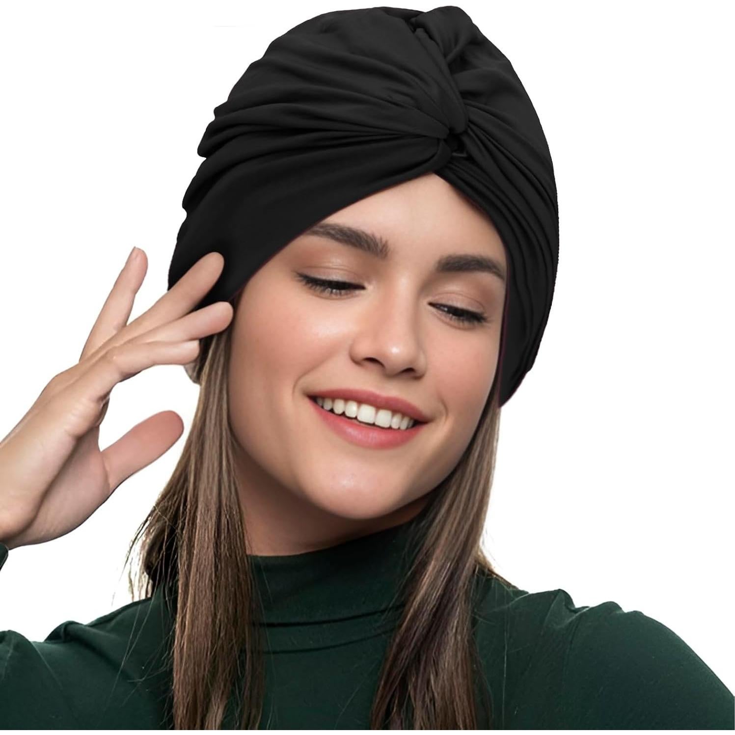 Gorro de Natación Turbante Clobeau para Mujeres - Negro