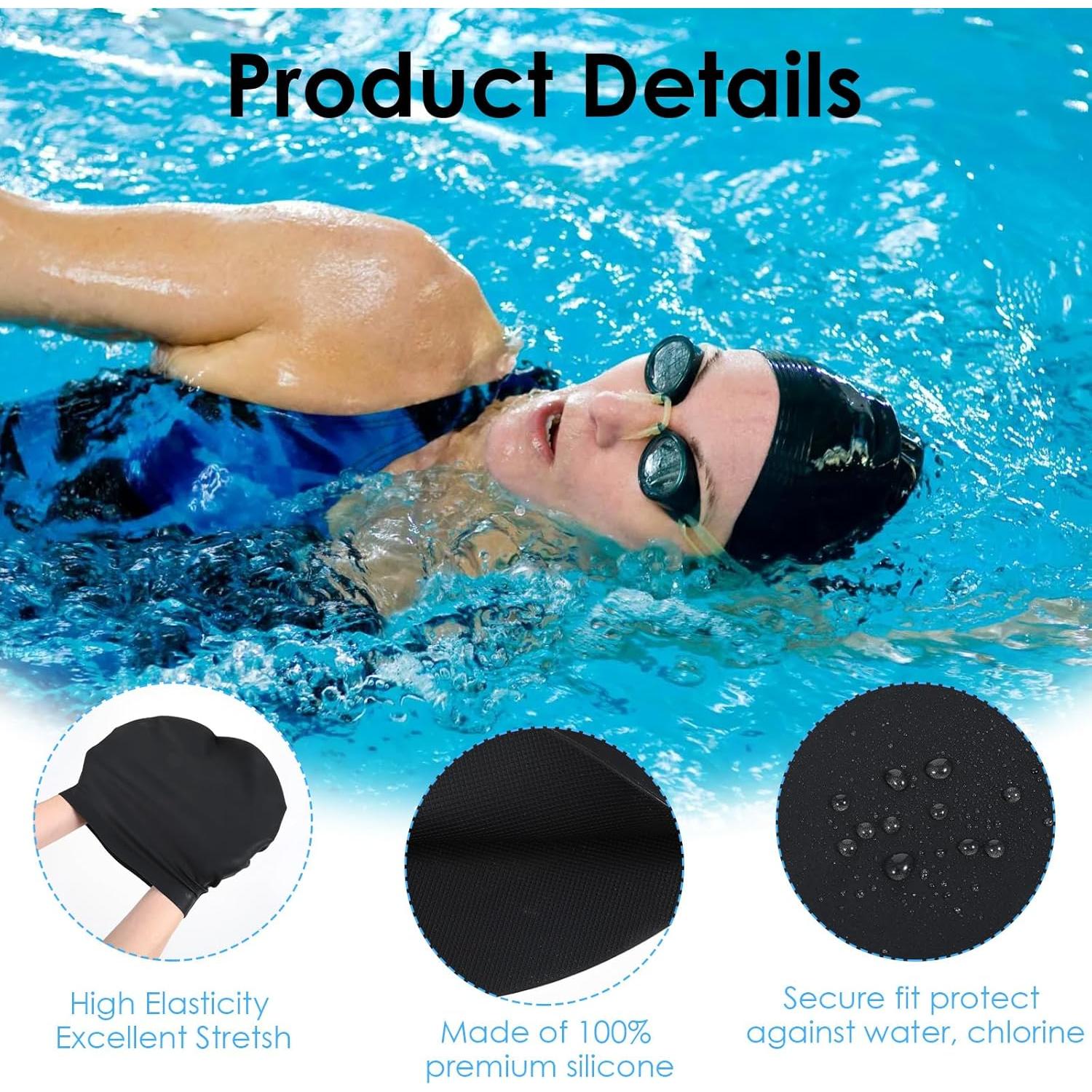 Gorro de Natación Silicona Extra Grande Yuanchu Negro