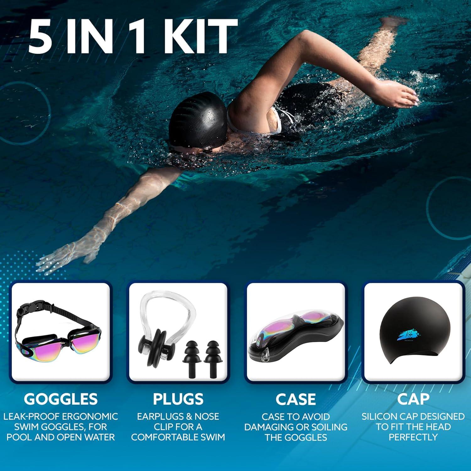 Set de Gafas de Natación Kala Fashion 5 en 1 Antivaho UV