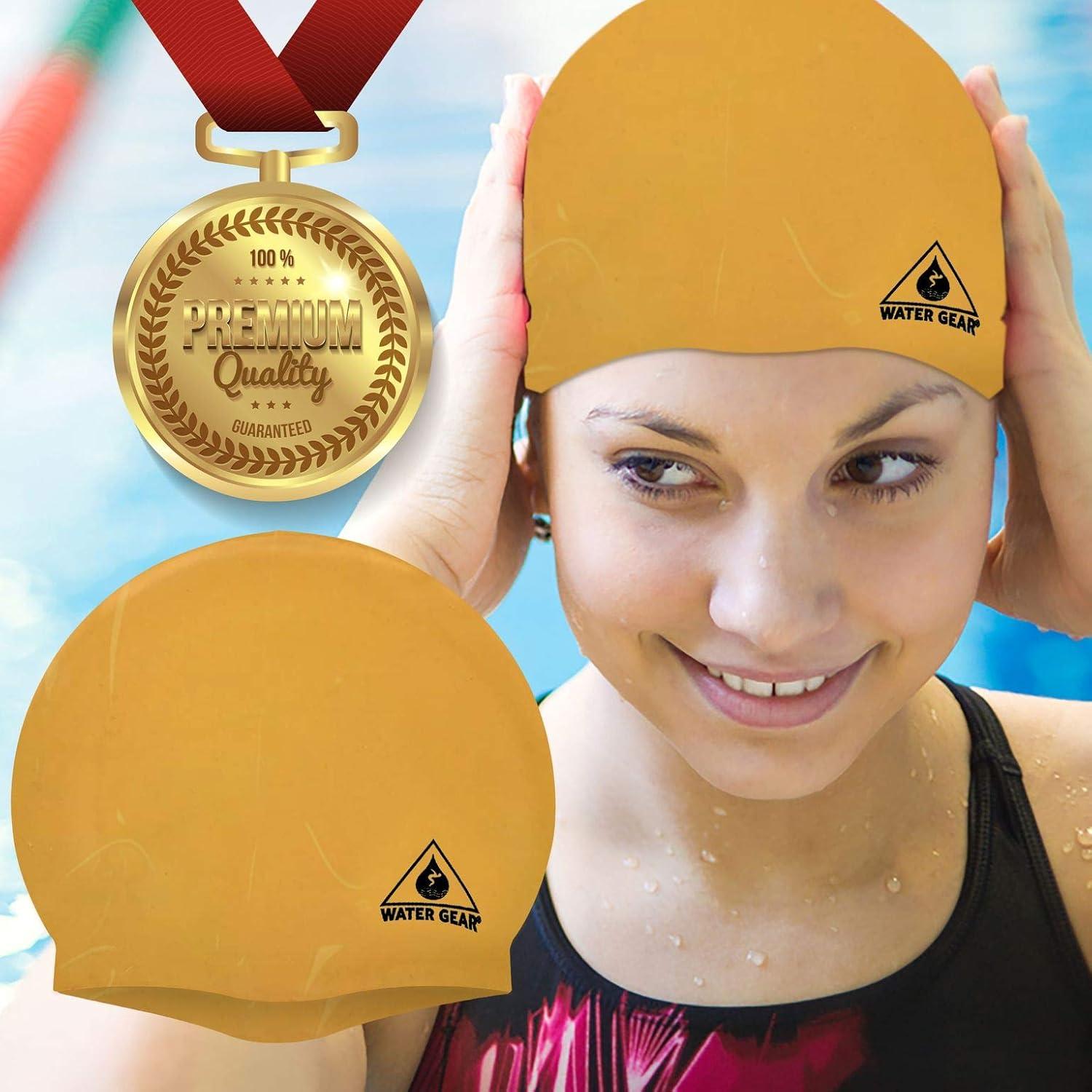 Gorro de Silicona Water Gear Dorado - Unisex para Natación