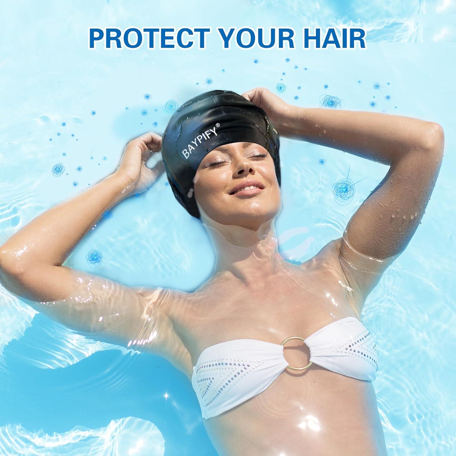 Gorras de Natación para Mujeres Baypify - 2 Piezas Silicona