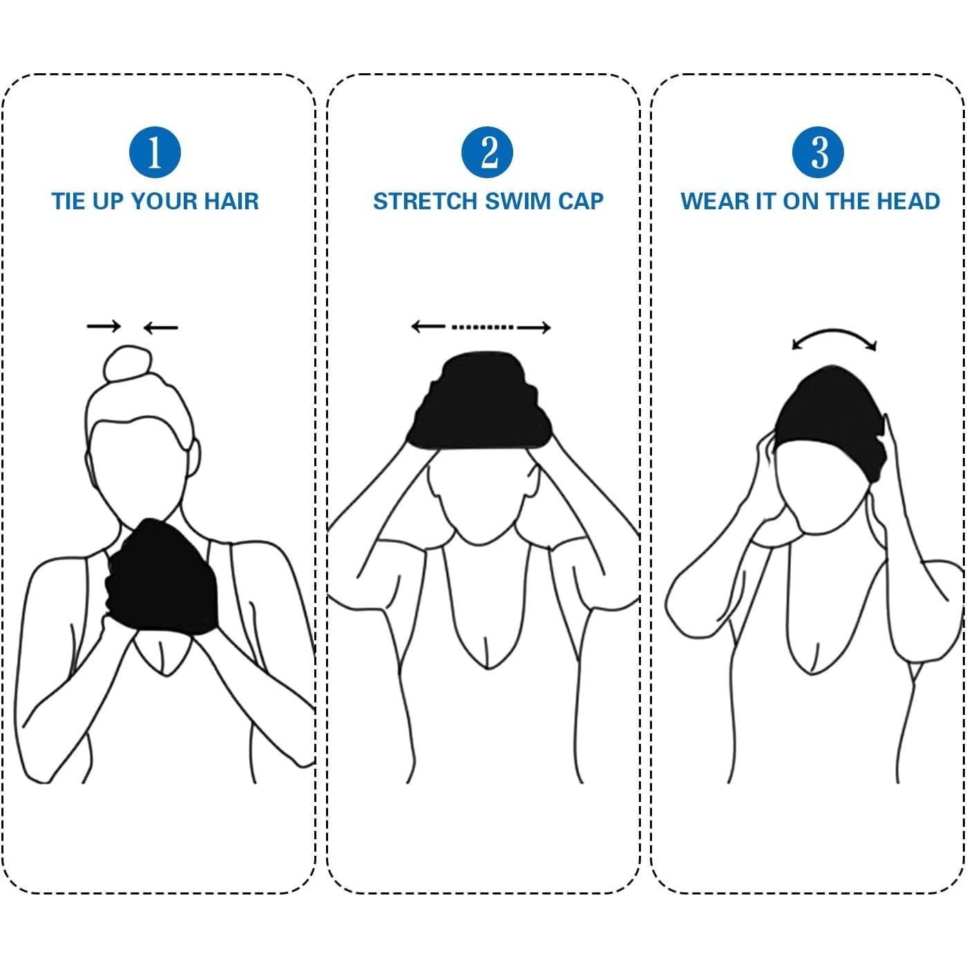 Gorras de Natación para Mujeres Baypify - 2 Piezas Silicona