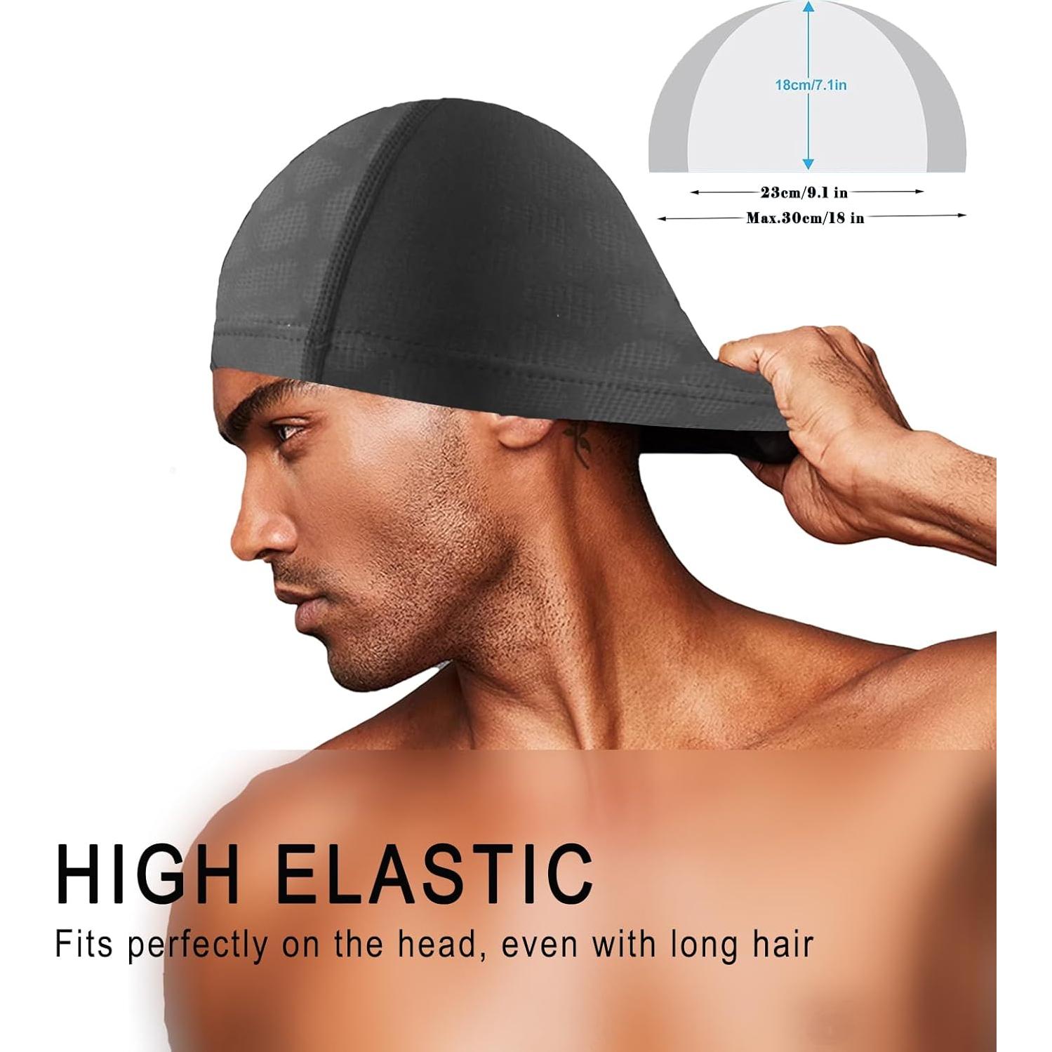 Gorro de Natación Iwrrvn Unisex Lycra Negro Alta Elasticidad