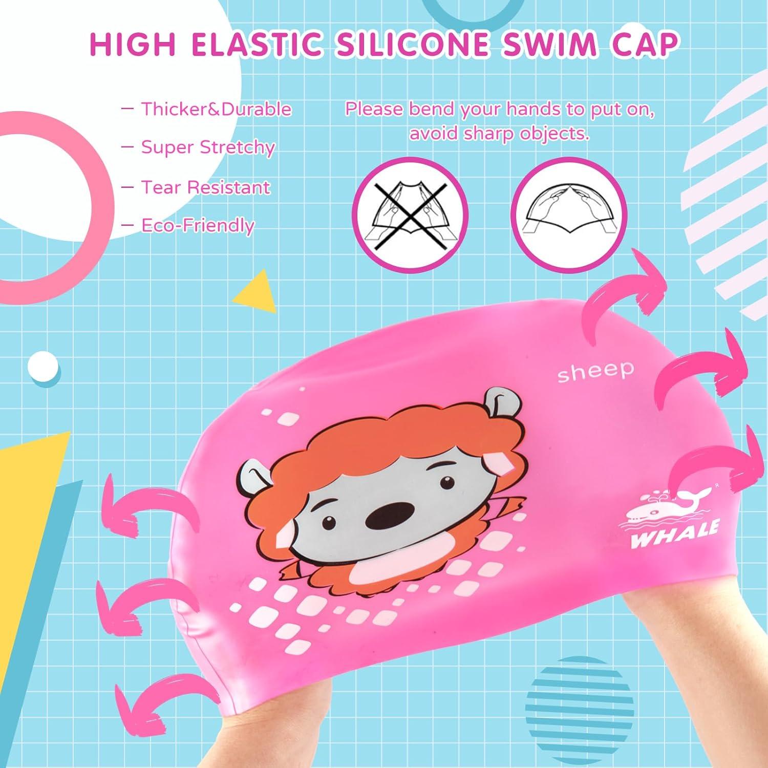Gorro de natación Ballena para niños 3-9 años silicona rosa