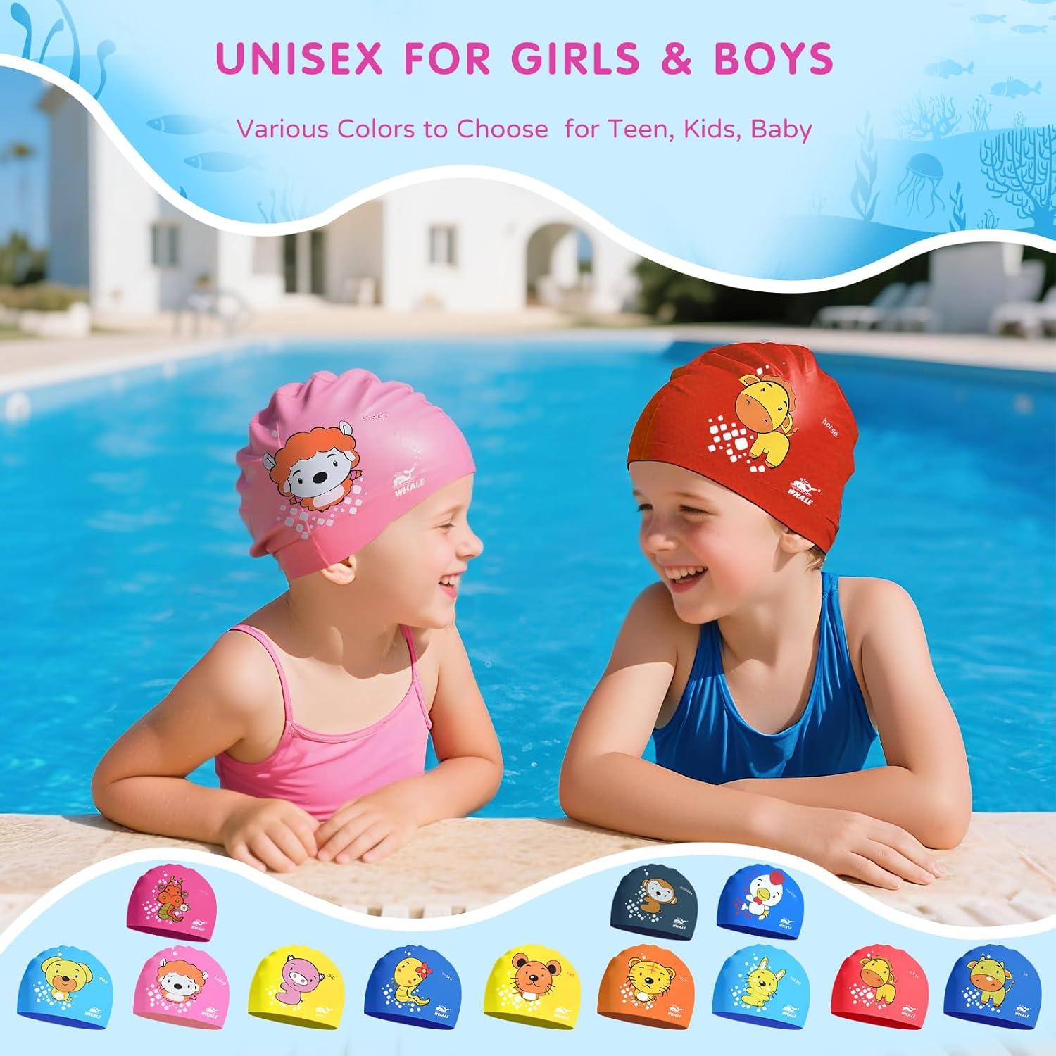 Gorro de natación Ballena para niños 3-9 años silicona rosa