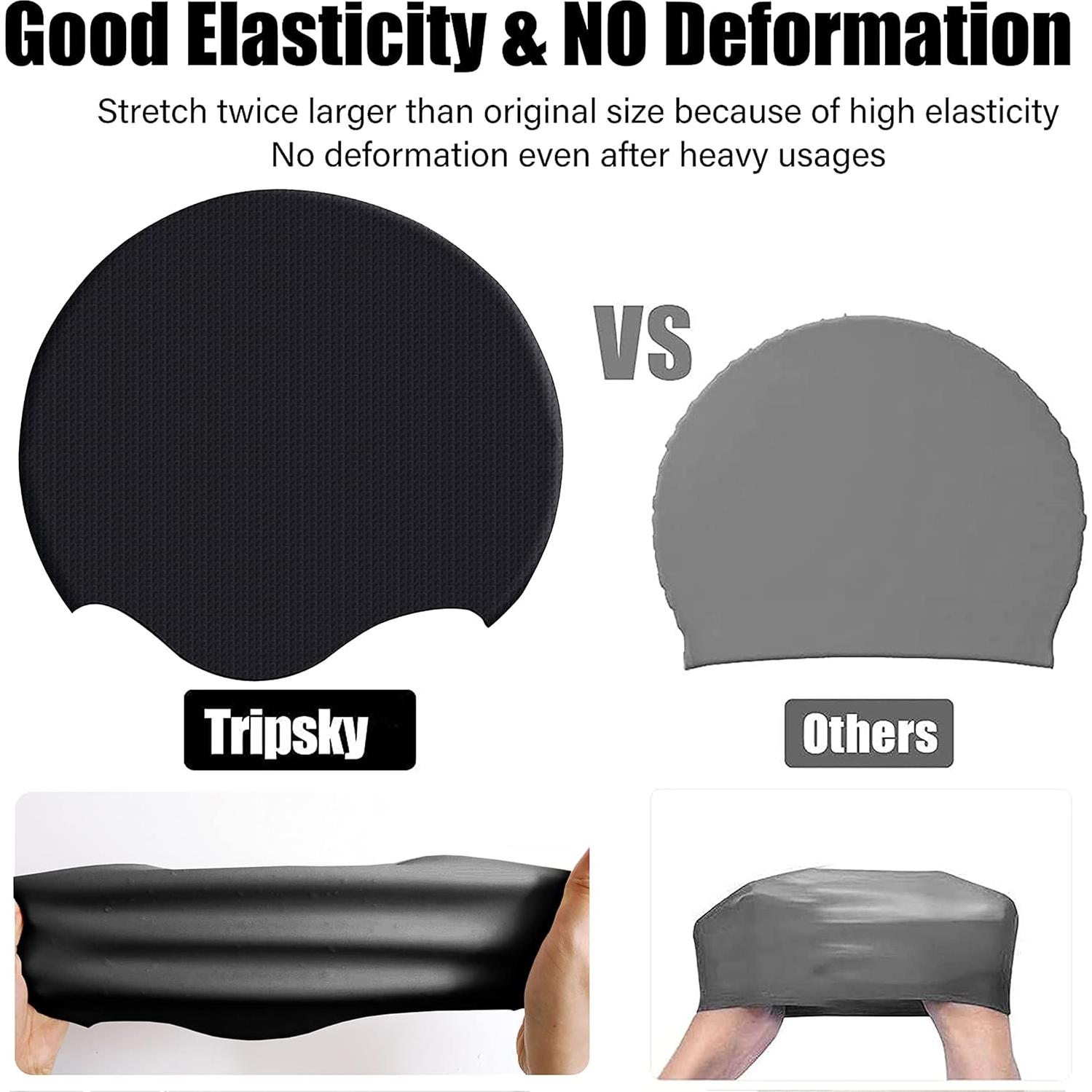 Gorro de natación de silicona Tripsky unisex - Talla única, negro