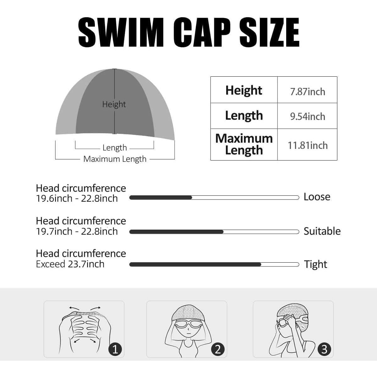 Gorro de natación de silicona Tripsky unisex - Talla única, negro