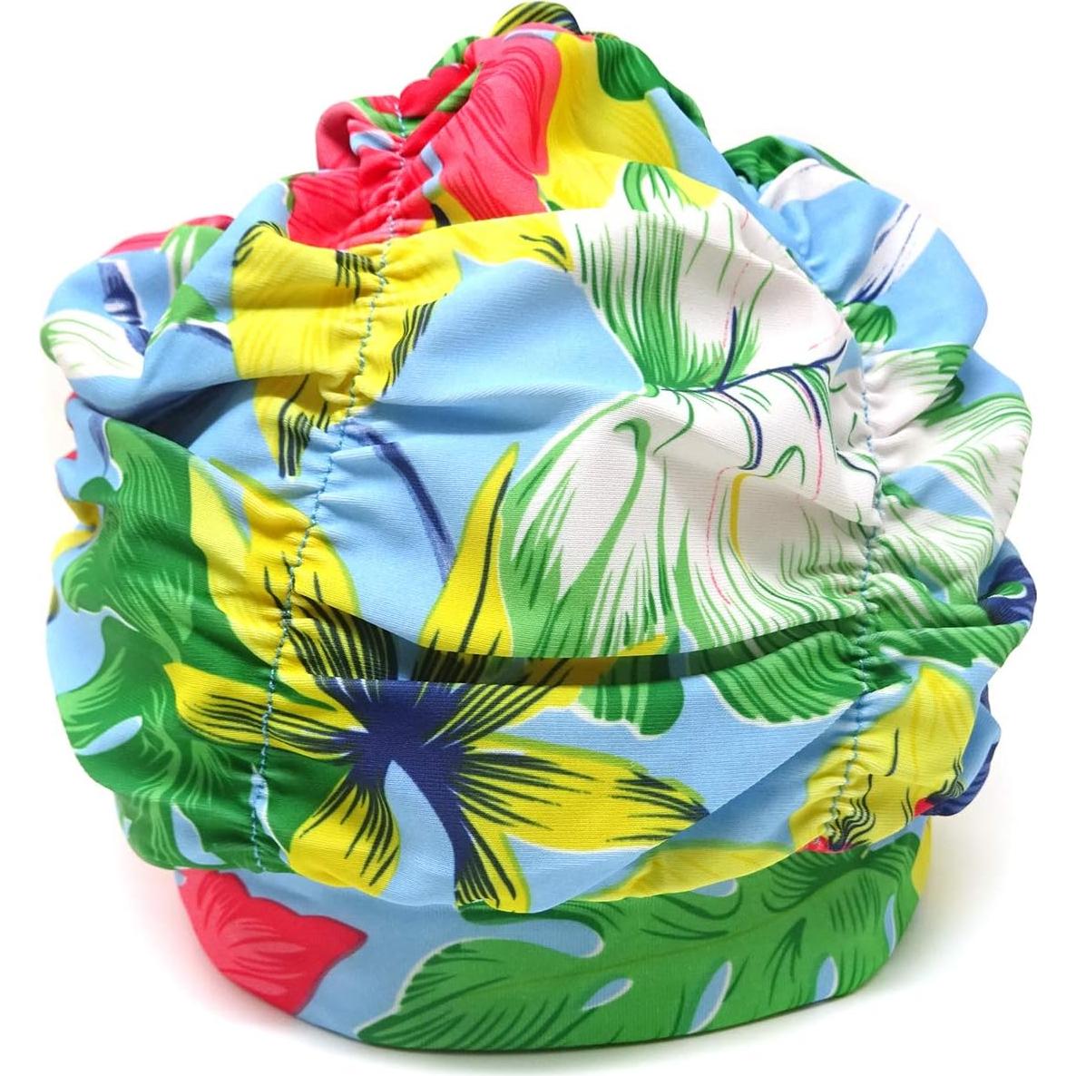 Gorro de natación plisado Honbay para cabello largo - Monstera