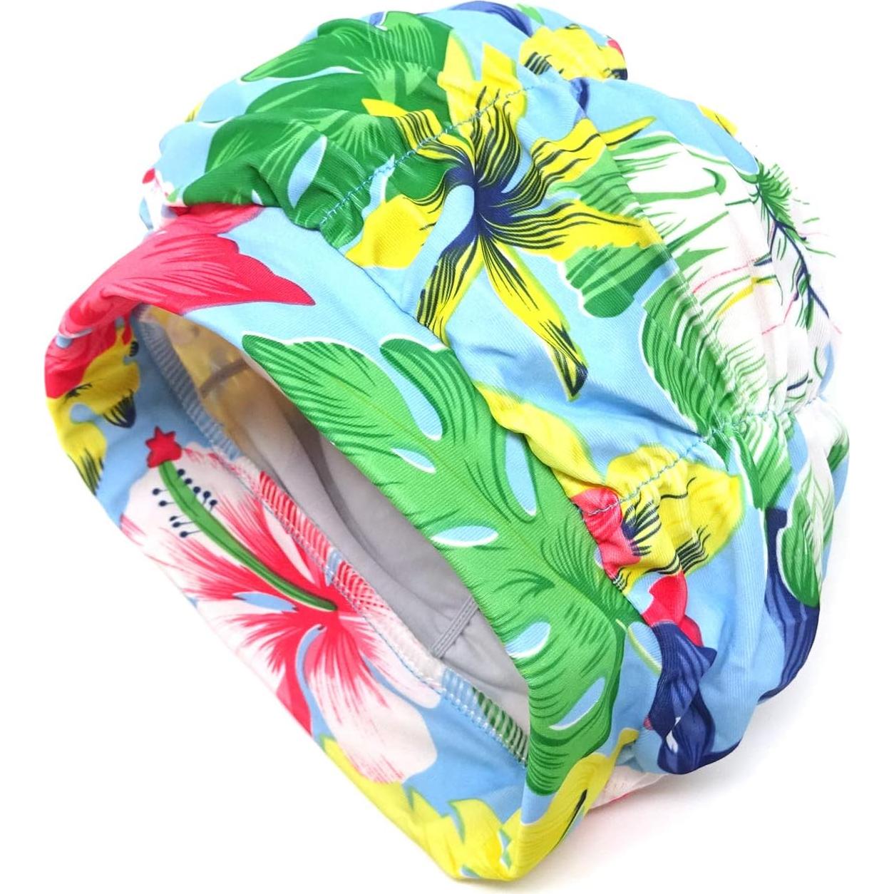 Gorro de natación plisado Honbay para cabello largo - Monstera