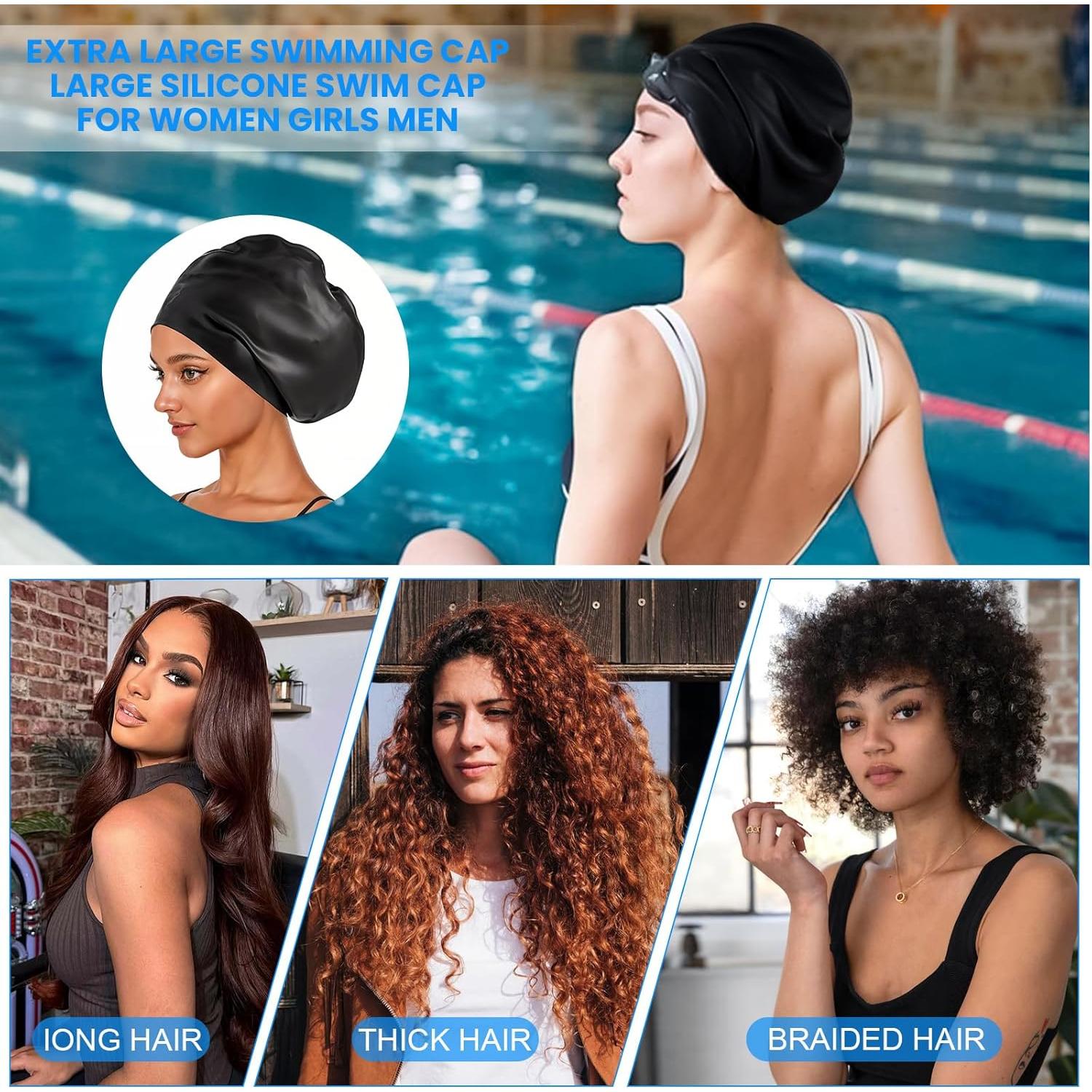 Gorro de Natación Silicona Prasacco SDWFVD para Cabello Largo