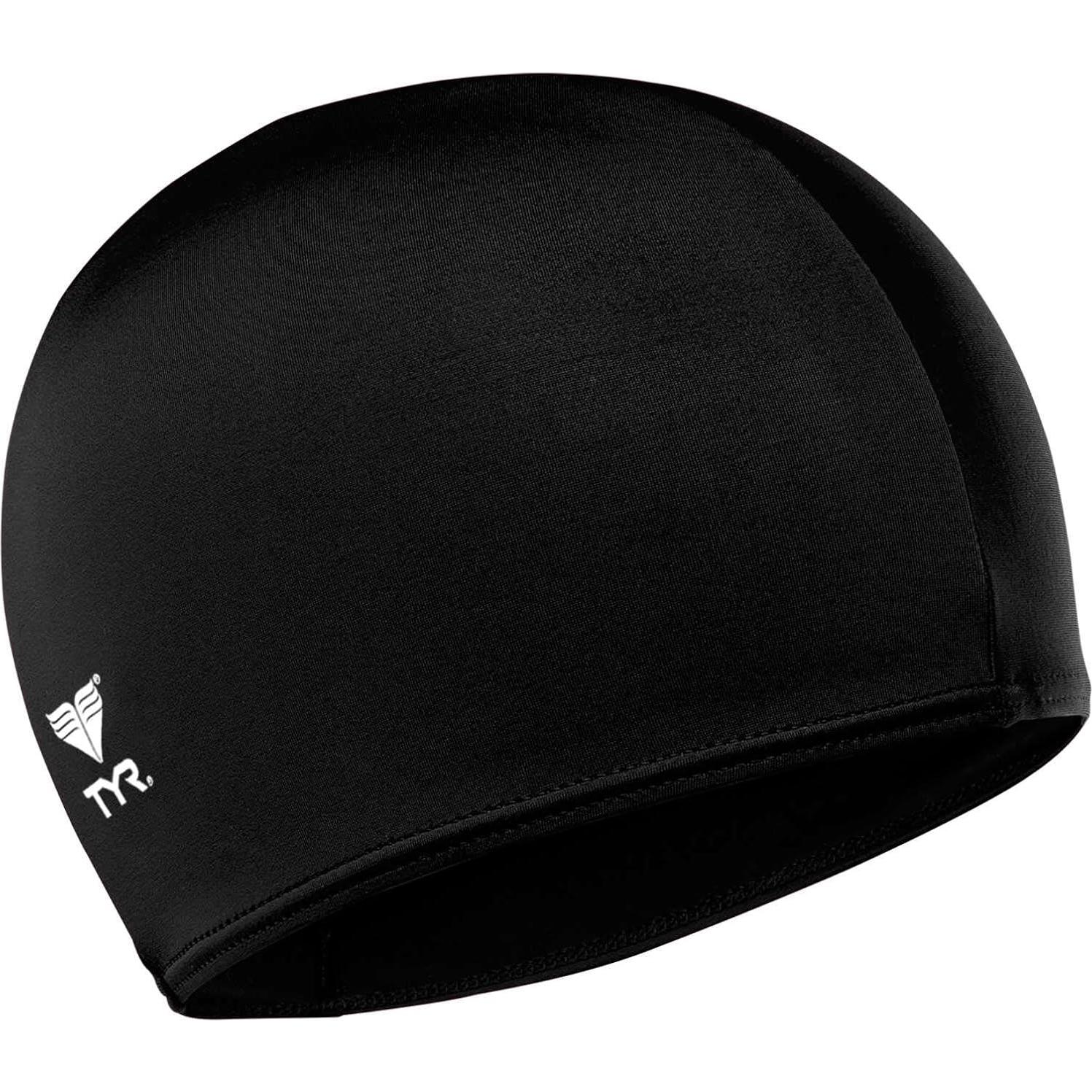 Gorro de Natación TYR de Lycra Unisex Negro y Azul
