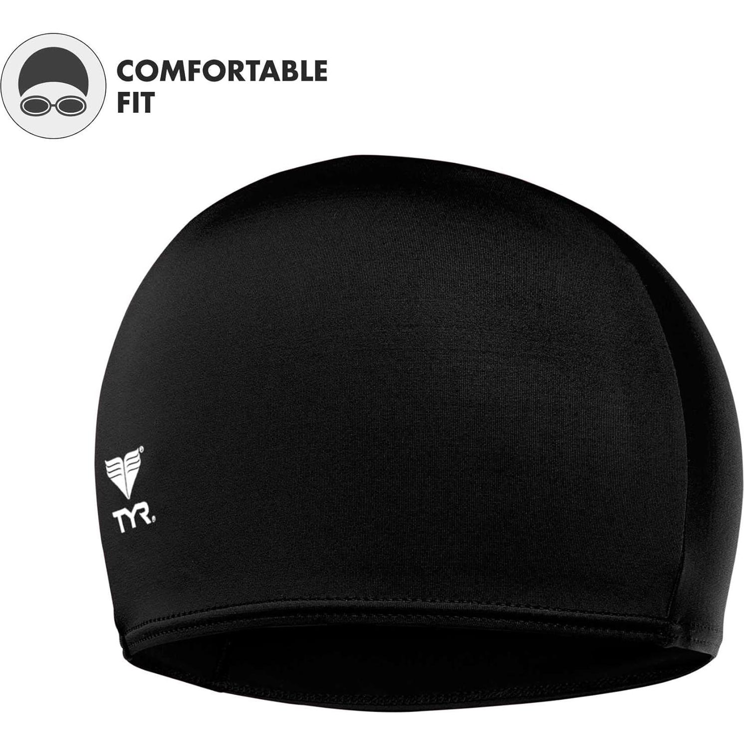 Gorro de Natación TYR de Lycra Unisex Negro y Azul