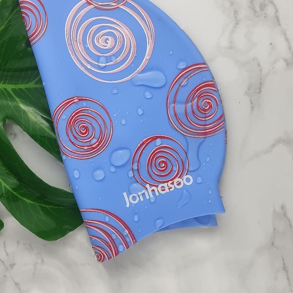 Gorro de natación Jonhasoo de silicona para mujer - Rayas