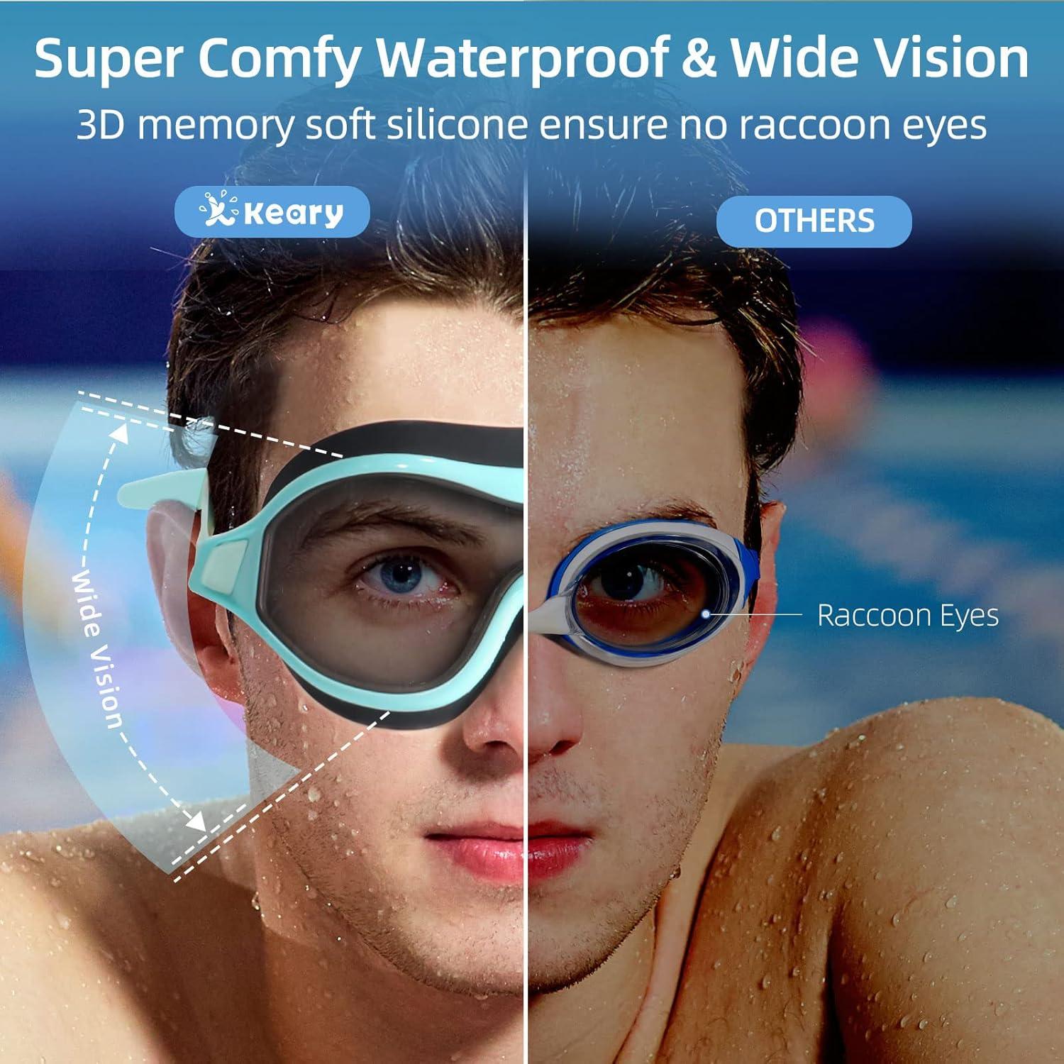 Gafas de Natación Keary 2 Pack Adultos Jóvenes UV Antiempañante