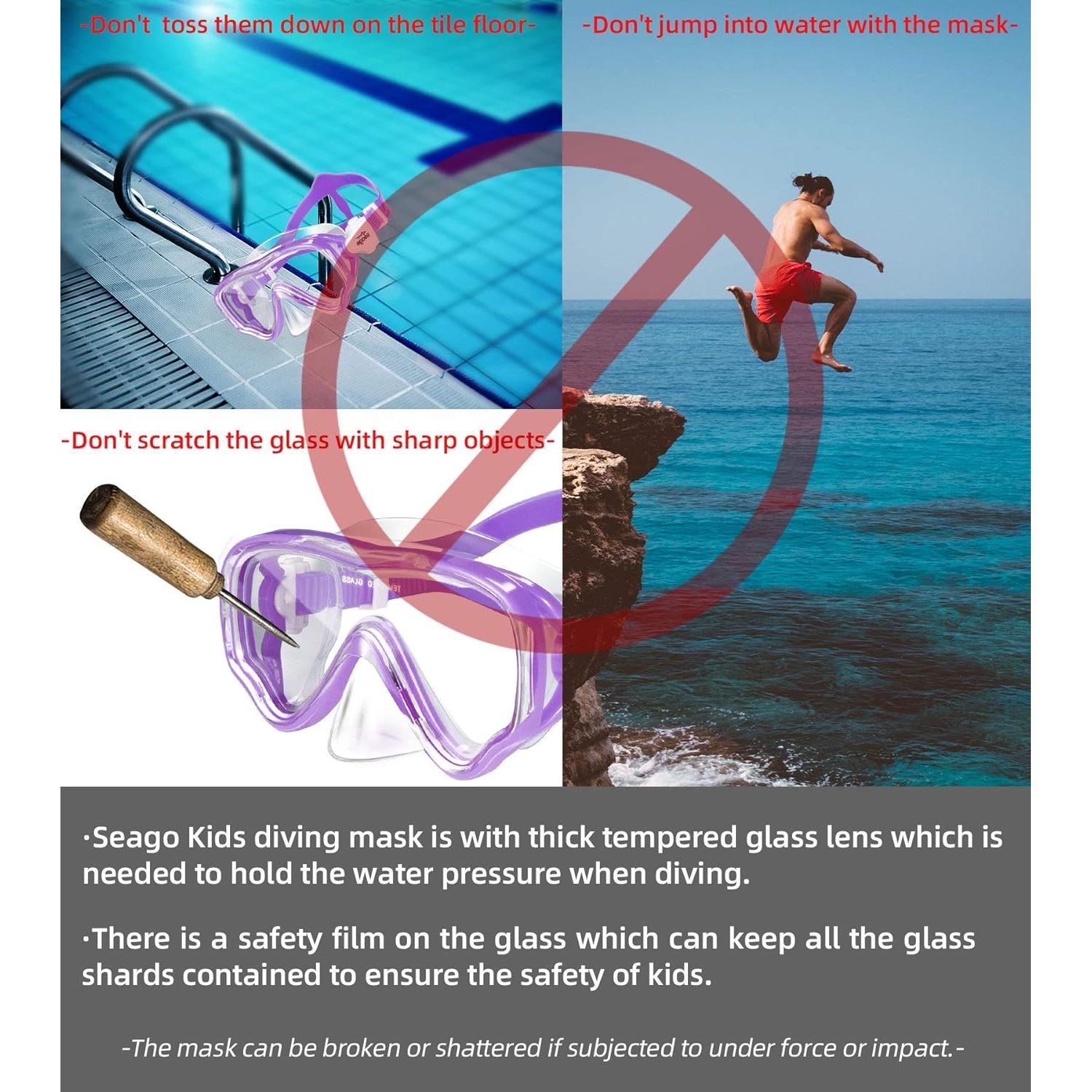 Máscara de Buceo Seago para Niños 5-15 Años Antivaho