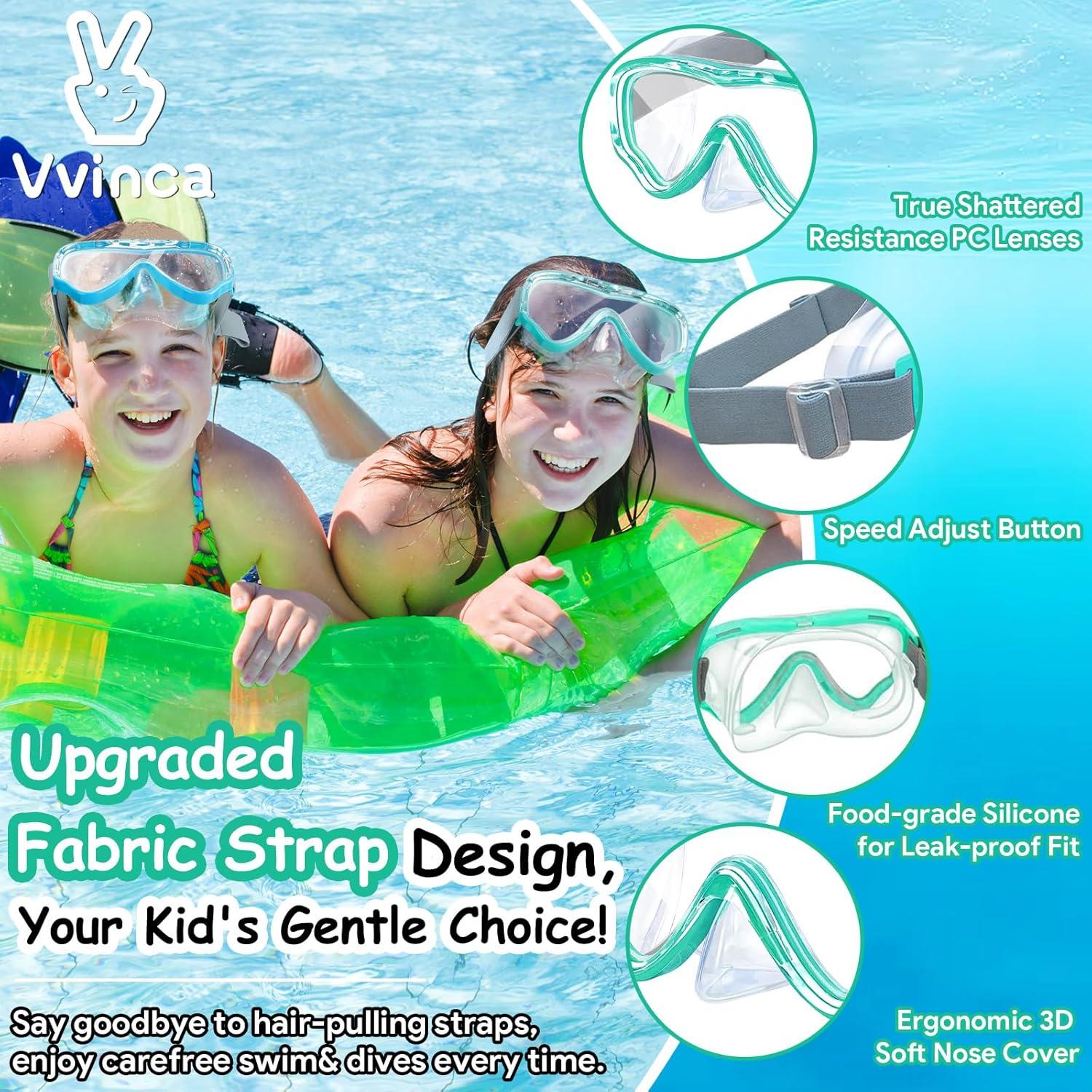 Gafas de natación Vvinca Kids con correa elástica y lentes UV