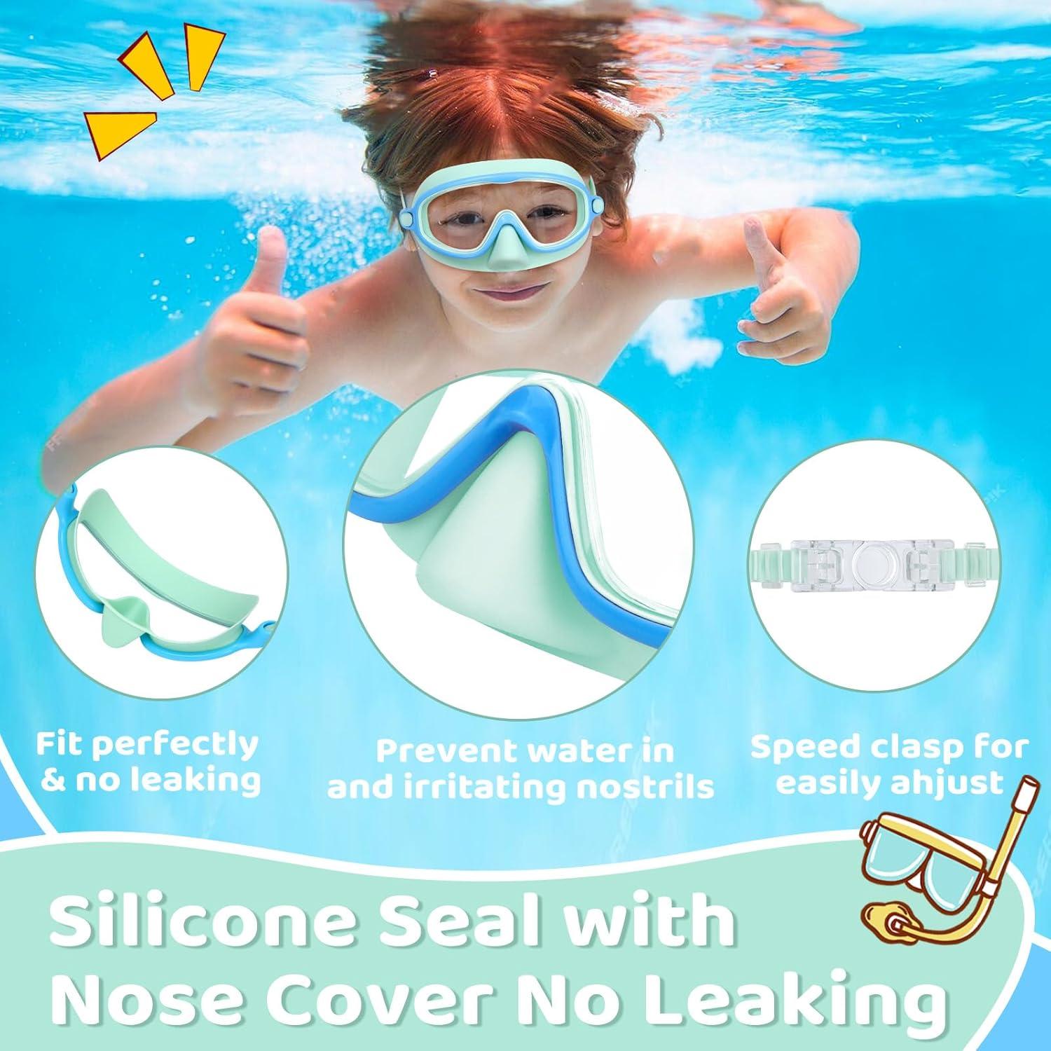 Gafas de Natación Vvinca para Niños 3-6 Años con Cubierta Nasal
