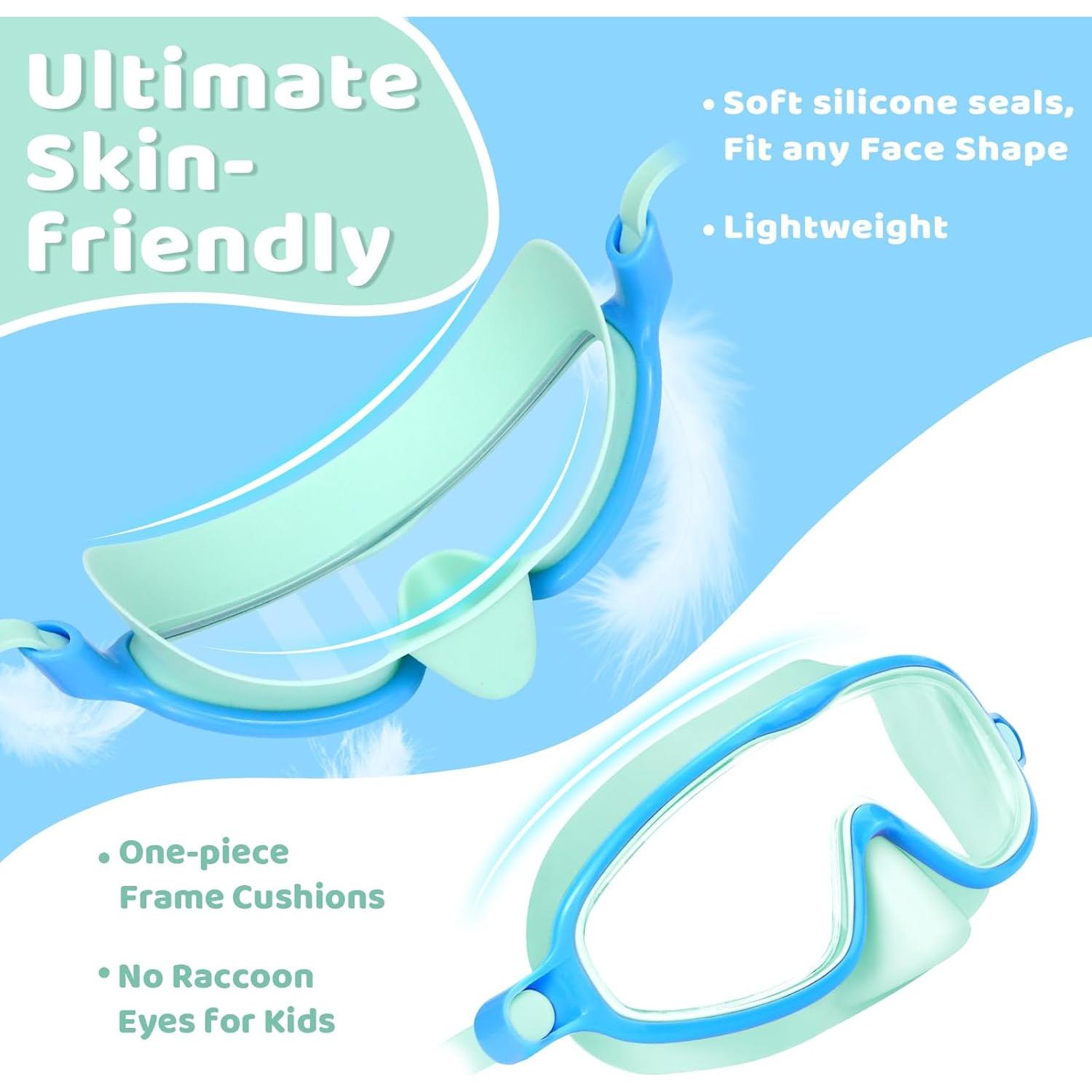 Gafas de Natación Vvinca para Niños 3-6 Años con Cubierta Nasal