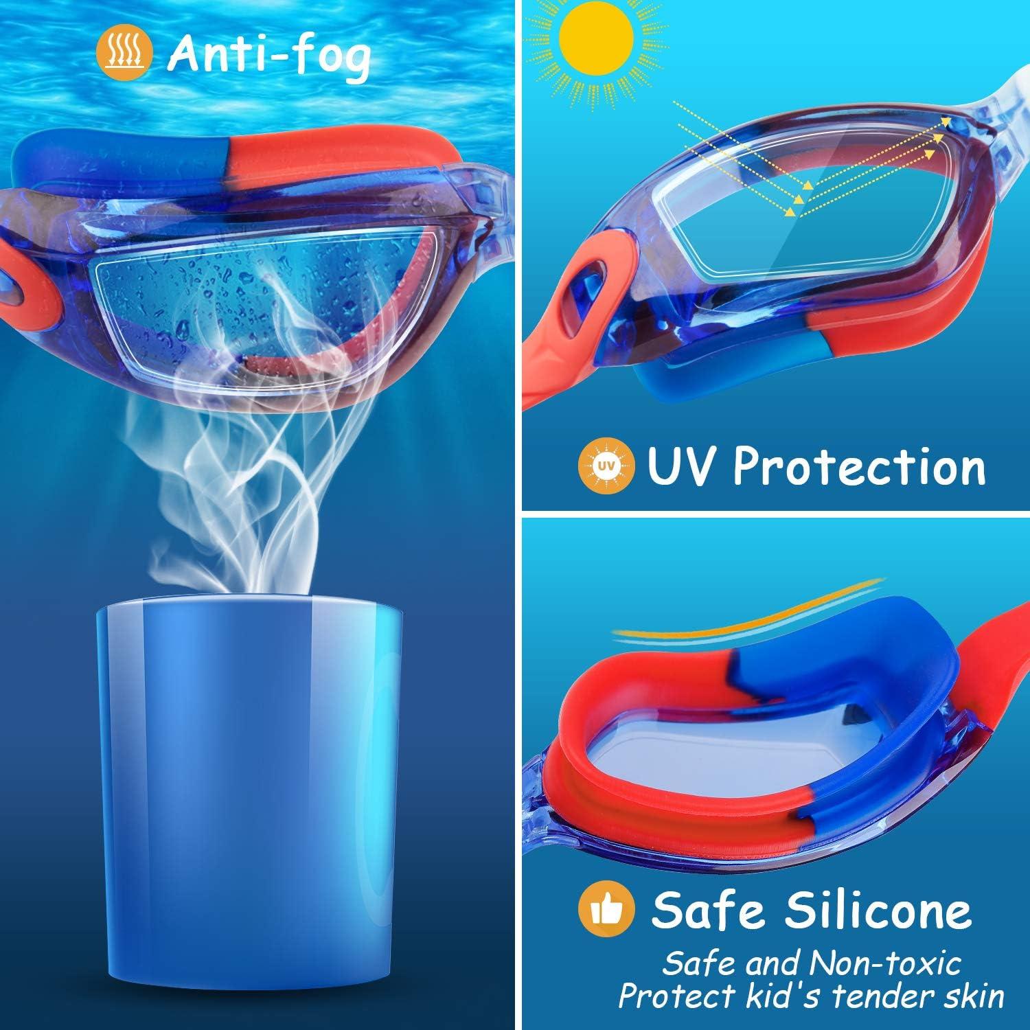 Gafas de natación COOLOO para niños, 2 paquetes, anti-vapor