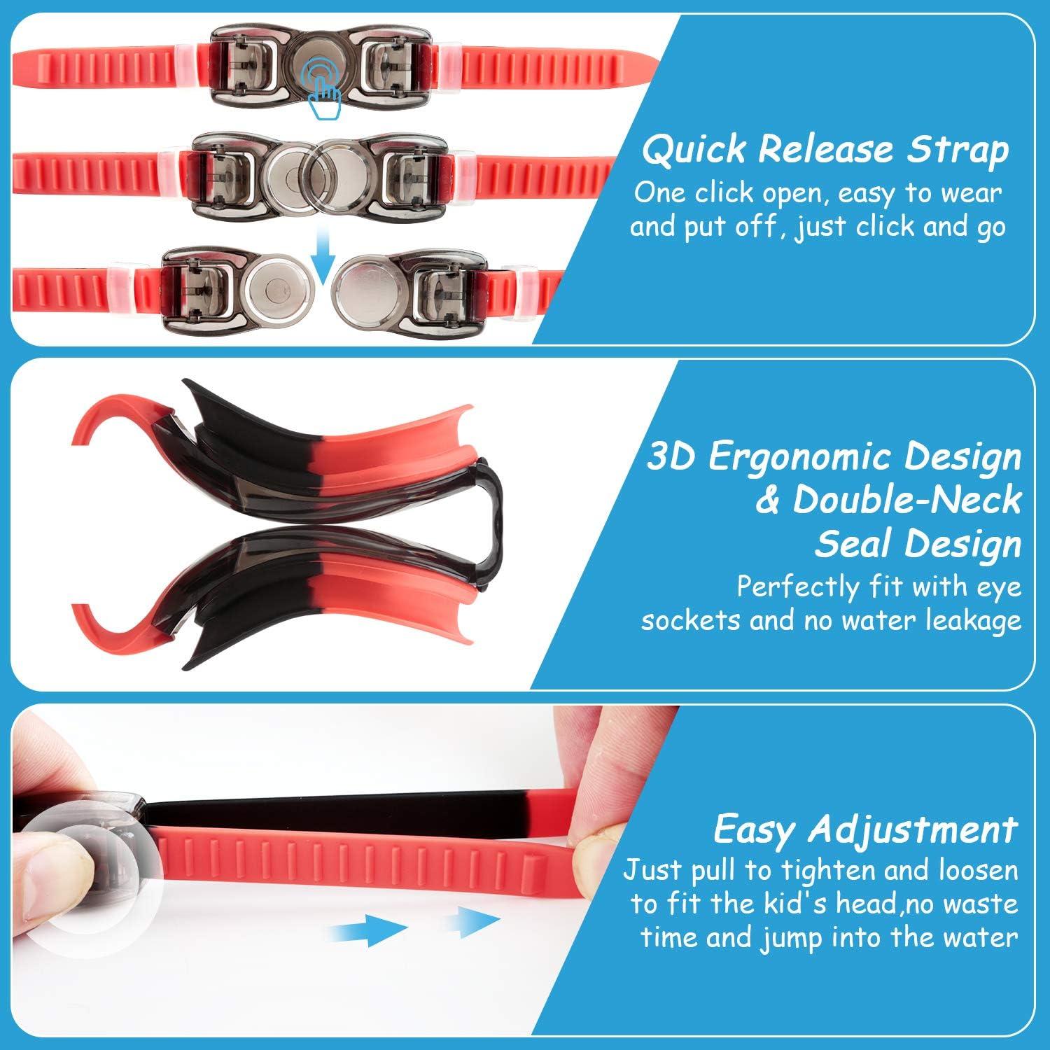 Gafas de natación COOLOO para niños, 2 paquetes, anti-vapor